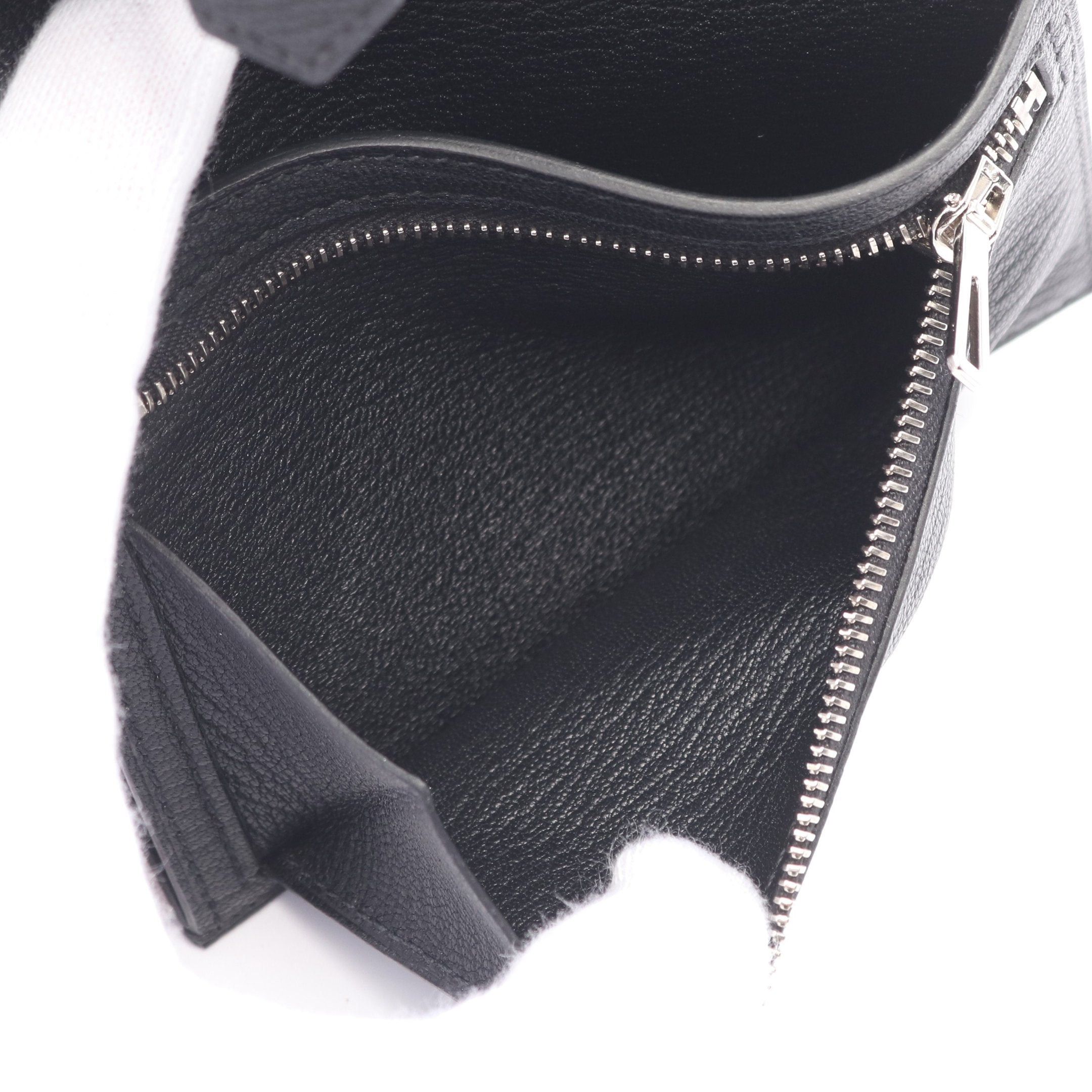 Hermes Hermes Bearn Compact Black Bi-Fold Wallet Chevre Silver Hardware Z Stamp Size ONE SIZE - 6 Thumbnail