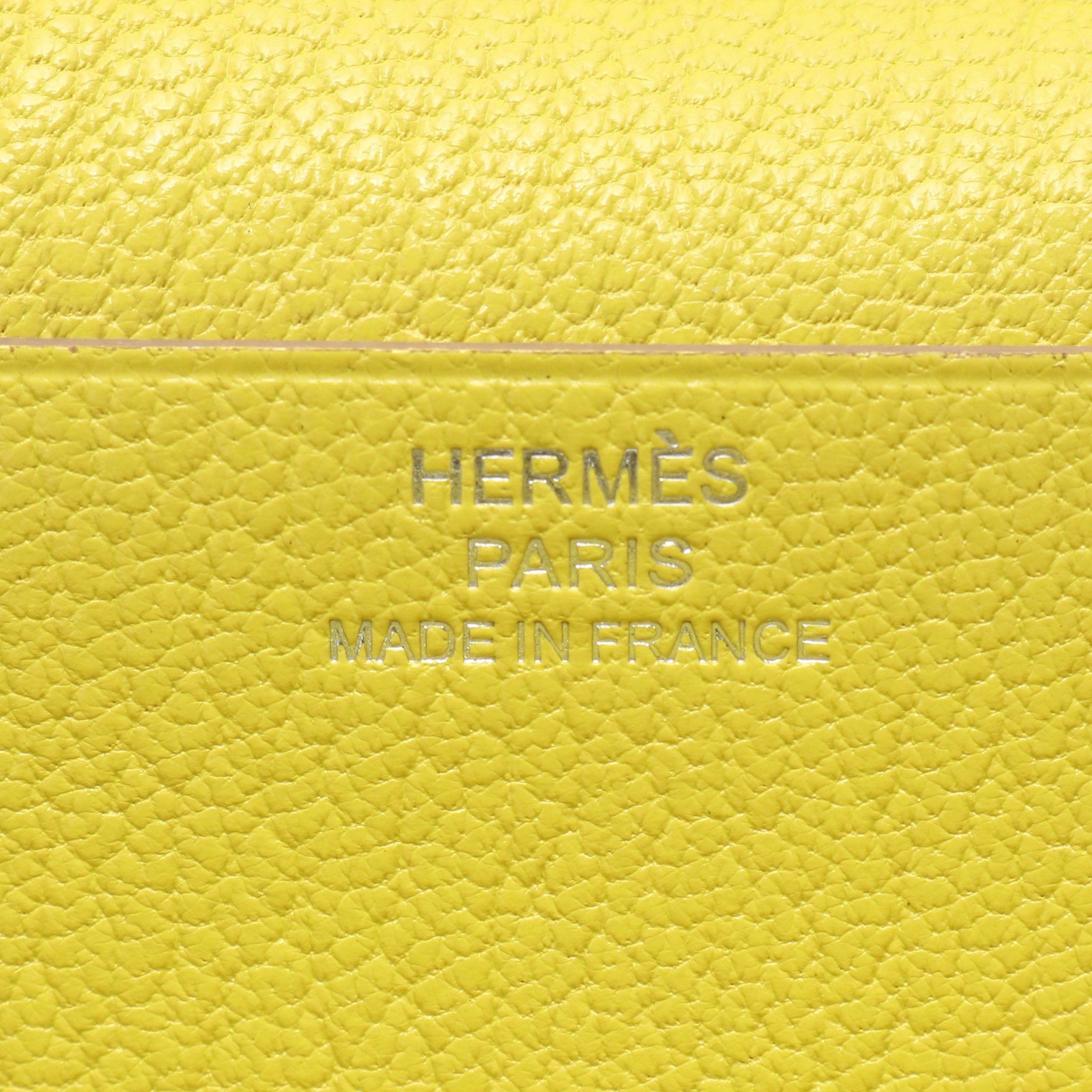 Hermes Hermes Bear Souffle Lime Bi-Fold Long Wallet Chevre Yellow Silver Hardware X Stamp Size ONE SIZE - 4 Thumbnail