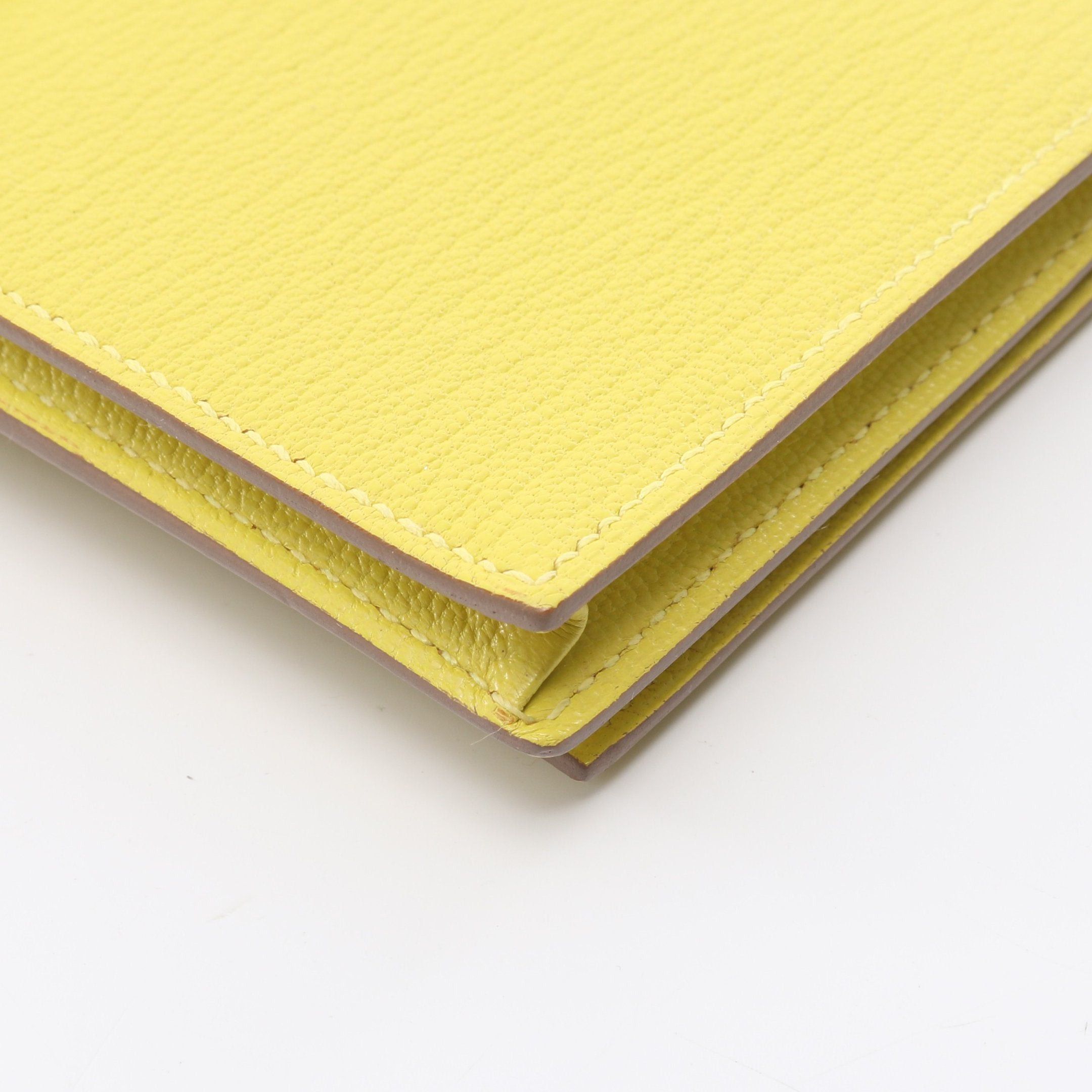 Hermes Hermes Bear Souffle Lime Bi-Fold Long Wallet Chevre Yellow Silver Hardware X Stamp Size ONE SIZE - 7 Thumbnail