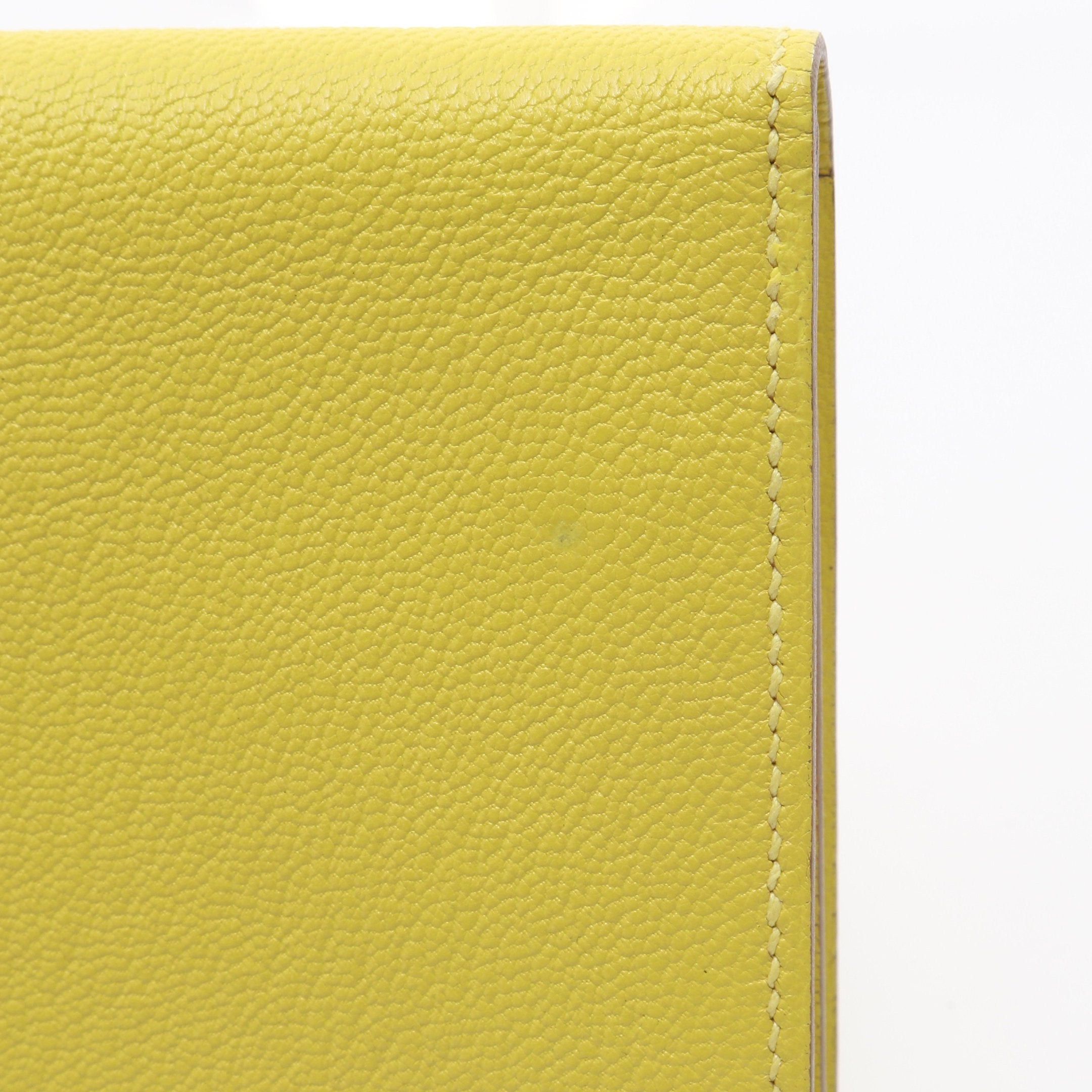 Hermes Hermes Bear Souffle Lime Bi-Fold Long Wallet Chevre Yellow Silver Hardware X Stamp Size ONE SIZE - 8 Thumbnail