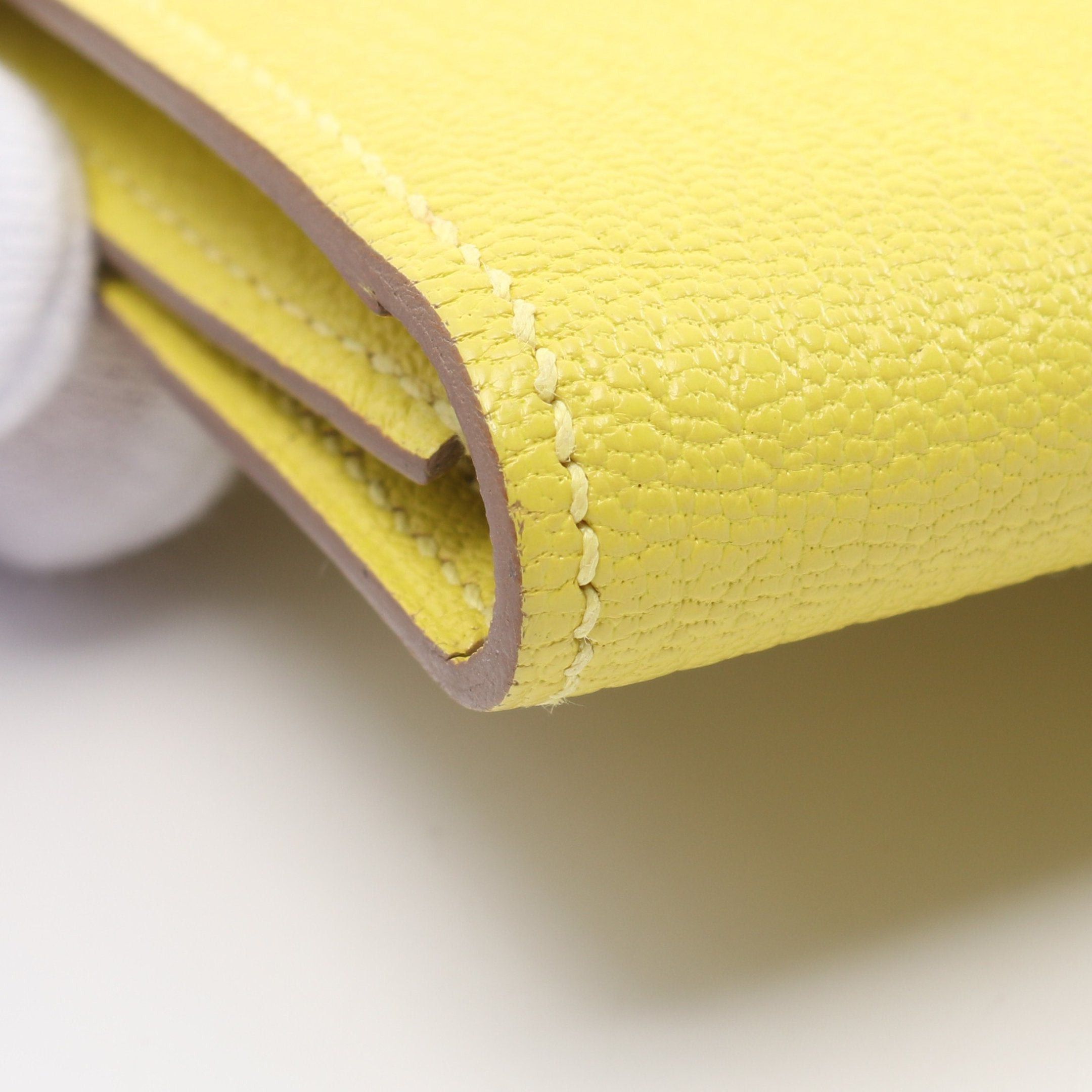 Hermes Hermes Bear Souffle Lime Bi-Fold Long Wallet Chevre Yellow Silver Hardware X Stamp Size ONE SIZE - 9 Thumbnail