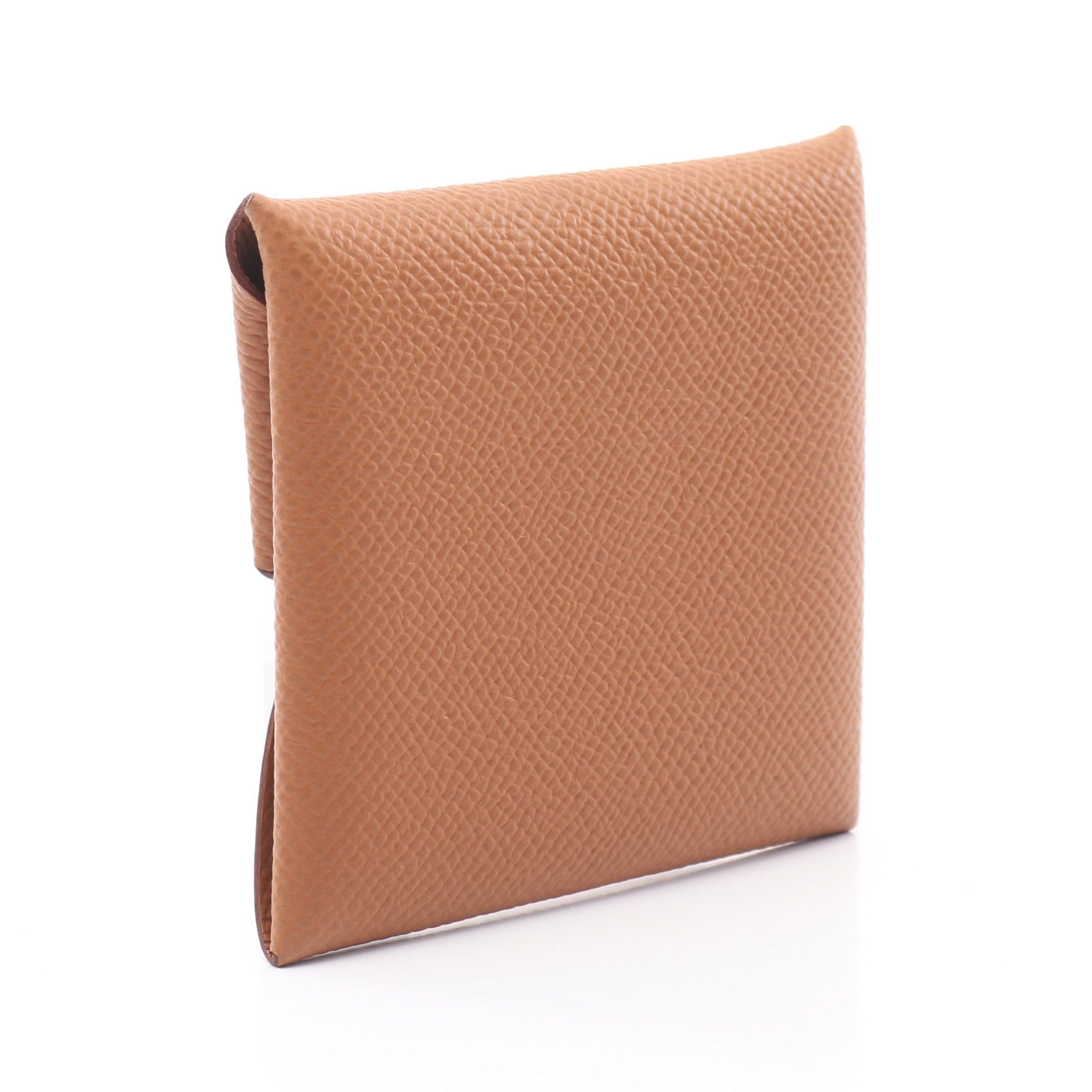 Hermes Hermes Bastia Gold Coin Purse Veau Epsom Light Brown Silver Hardware Double Engraved Size ONE SIZE - 2 Thumbnail