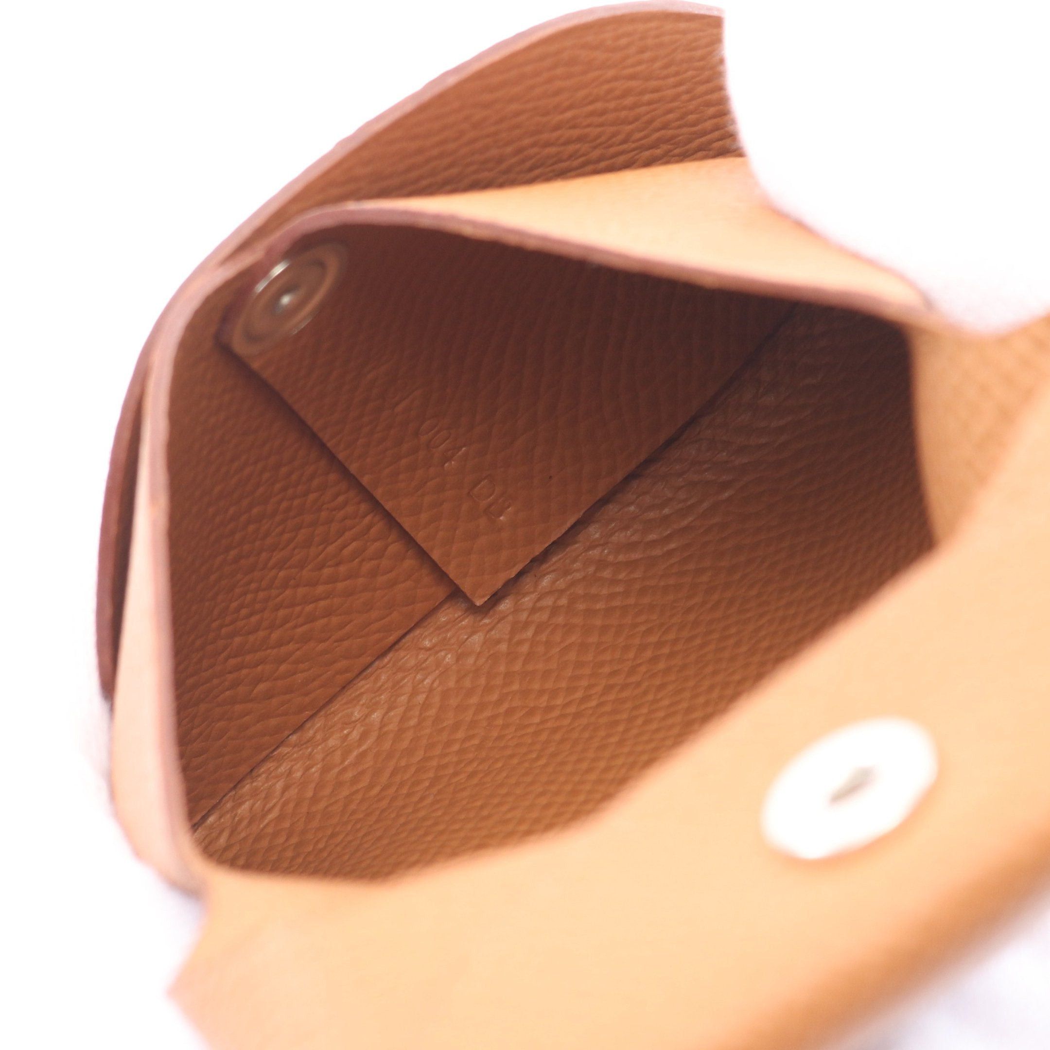 Hermes Hermes Bastia Gold Coin Purse Veau Epsom Light Brown Silver Hardware Double Engraved Size ONE SIZE - 3 Thumbnail