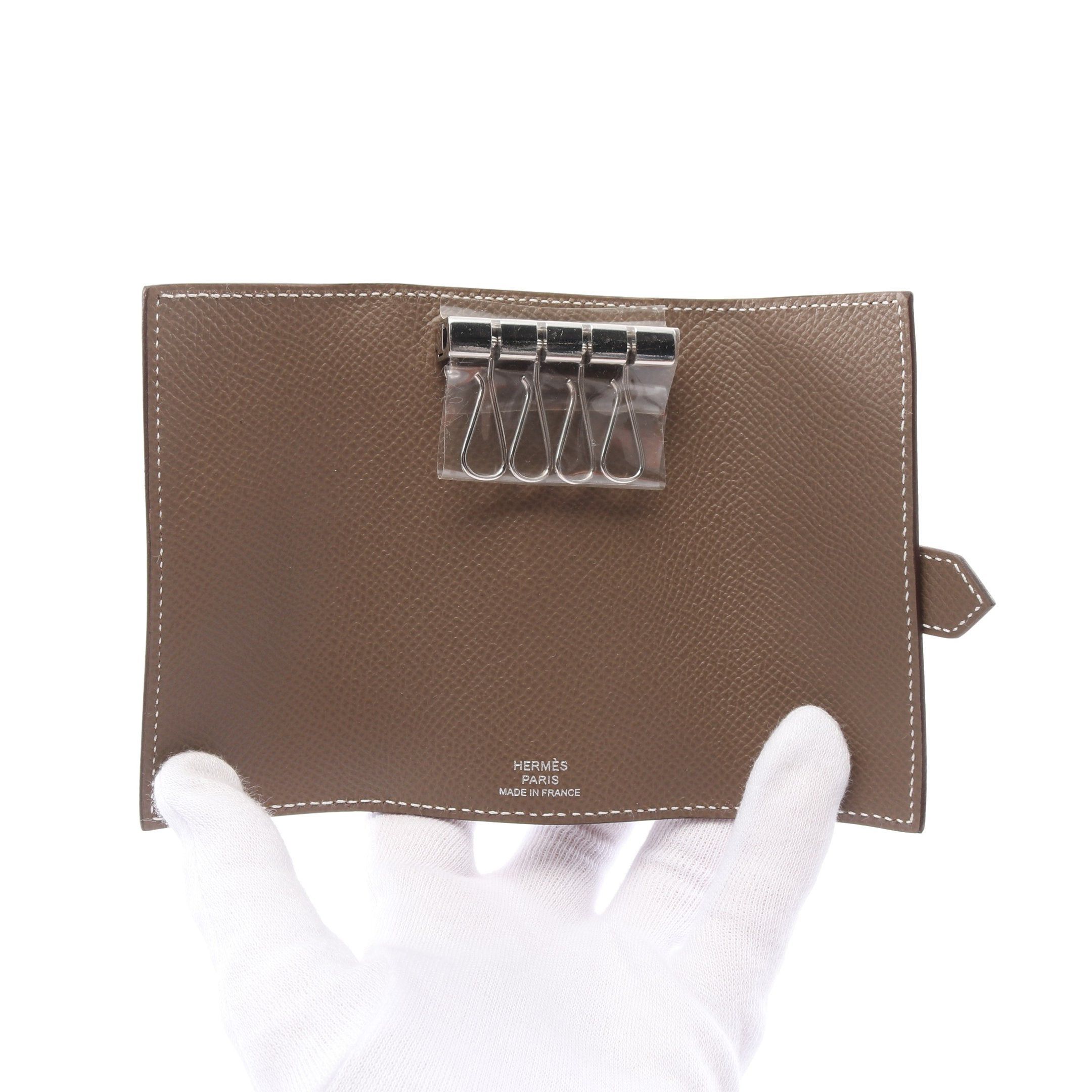 Hermes Hermes Bearn Etoupe 4 Ring Chain Key Case Veau Epsom Gray Brown Silver Hardware Y Stamp Size ONE SIZE - 3 Thumbnail