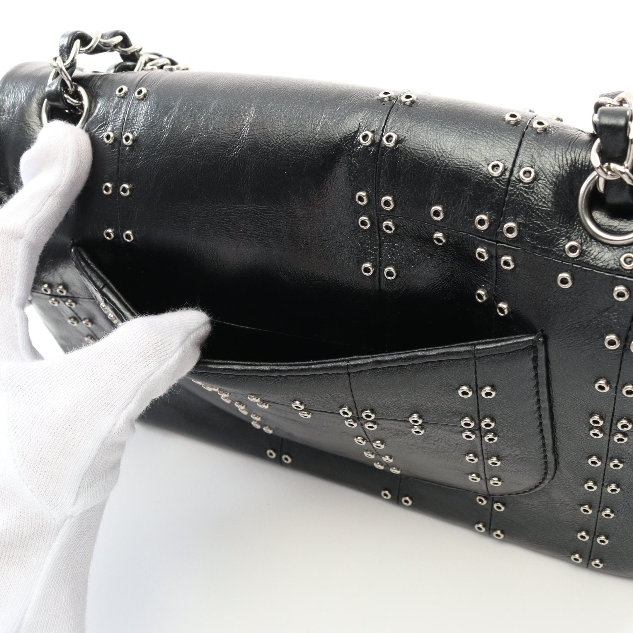 Chanel Chanel Airline Matelasse Double Flap Chain Shoulder Bag Leather Black Silver Hardware Size ONE SIZE - 8 Thumbnail