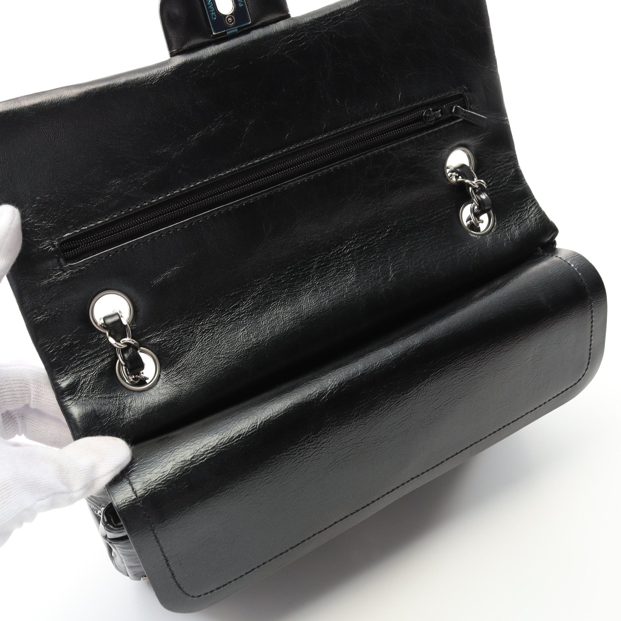 Chanel Chanel Airline Matelasse Double Flap Chain Shoulder Bag Leather Black Silver Hardware Size ONE SIZE - 7 Thumbnail