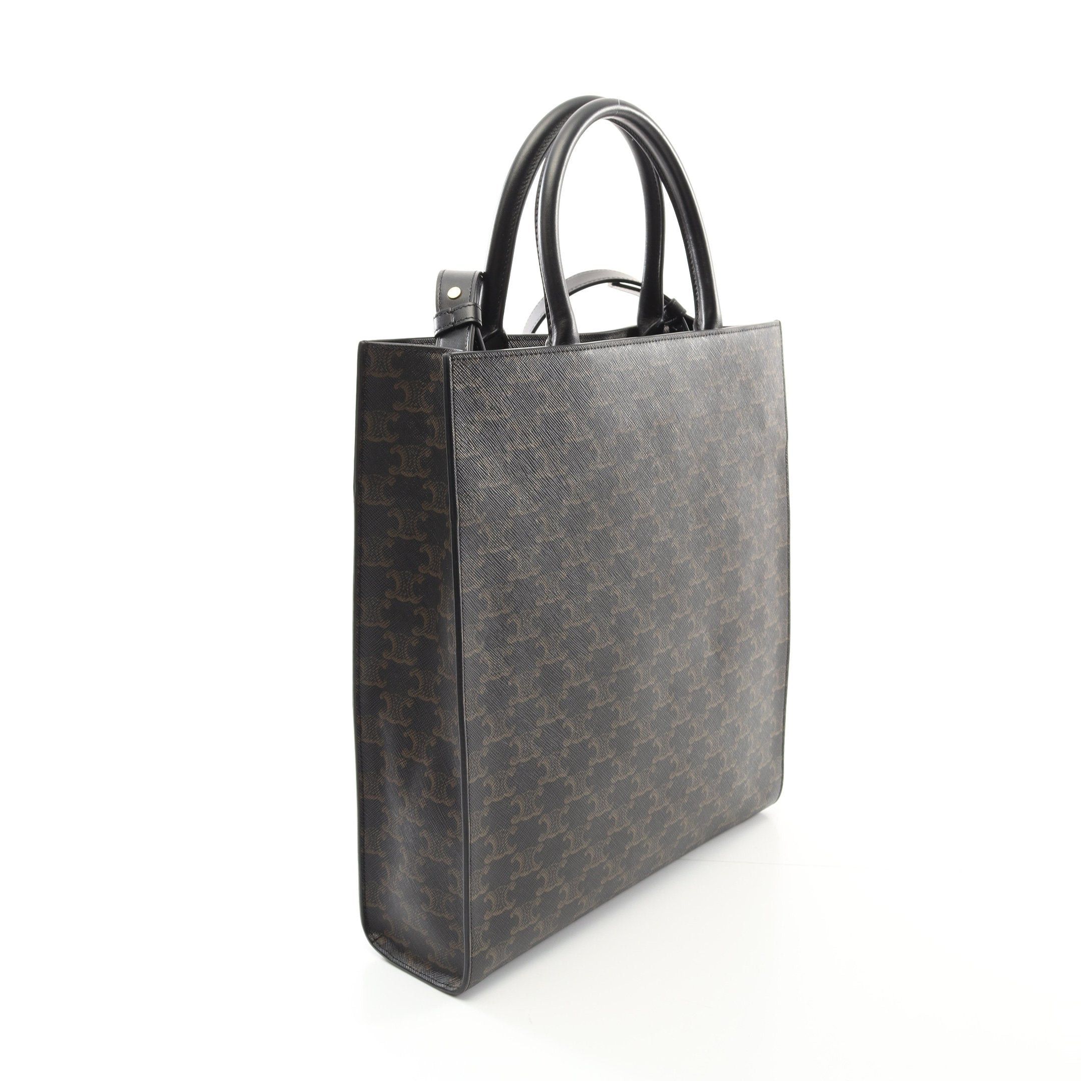 Celine Celine Medium Vertical Hippopotamus Triomphe Handbag Tote Bag Leather Black Brown Size ONE SIZE - 2 Thumbnail