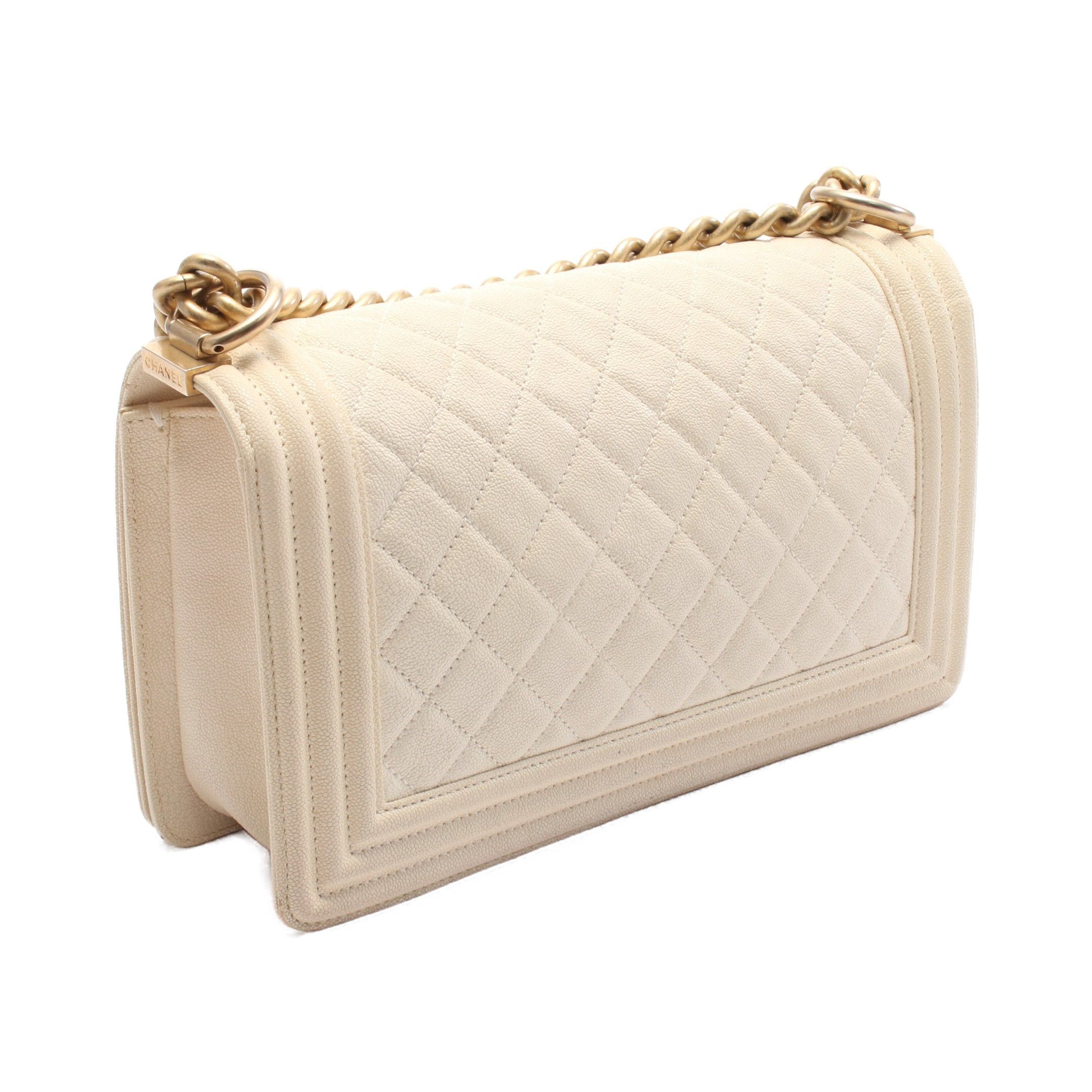 Chanel Chanel Boy Chanel Chain Shoulder Bag Caviar Skin Off White Gold Hardware Size ONE SIZE - 2 Thumbnail