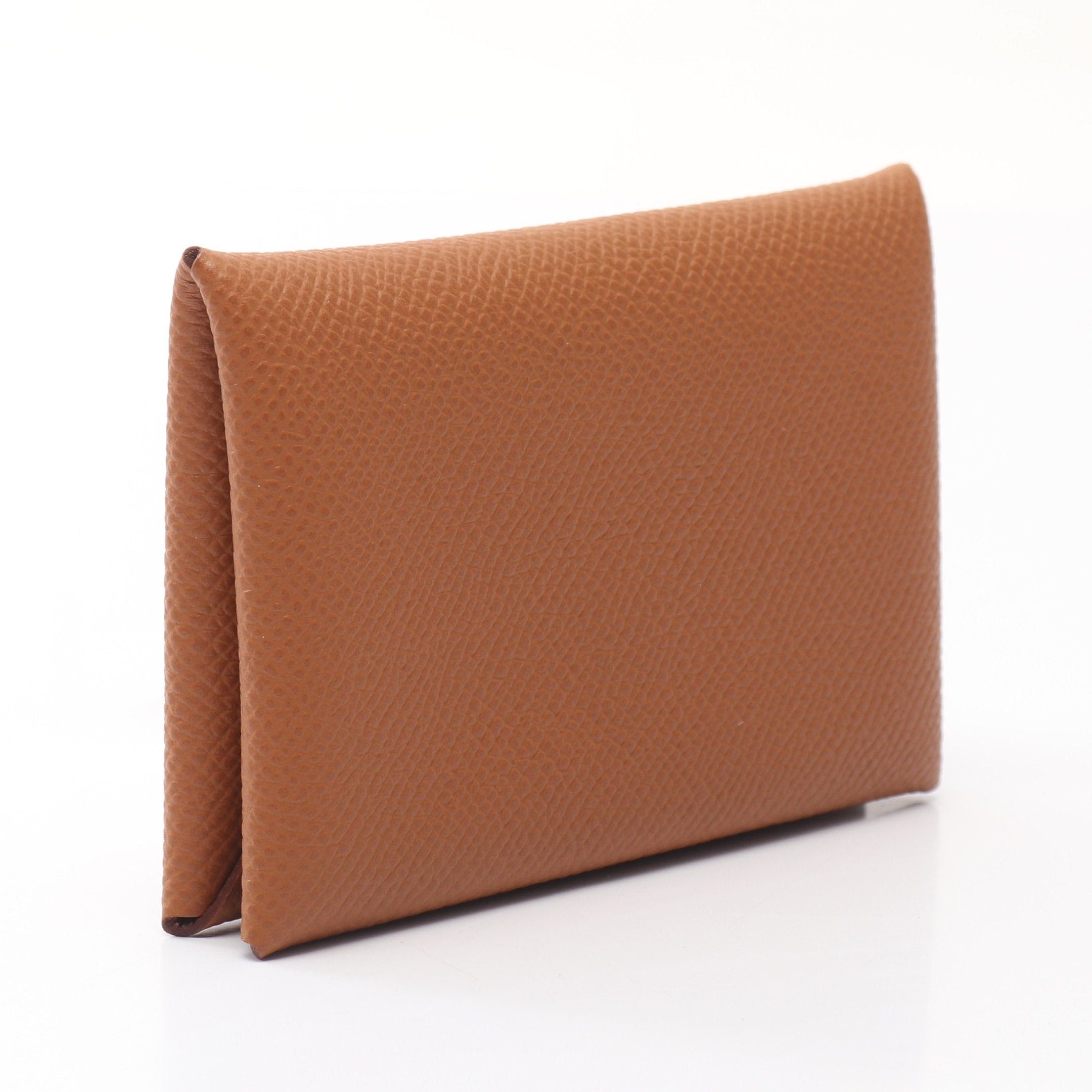 Hermes Hermes Calvi Gold Coin Purse Veau Epsom Light Brown Silver Hardware Double Engraved Size ONE SIZE - 2 Thumbnail