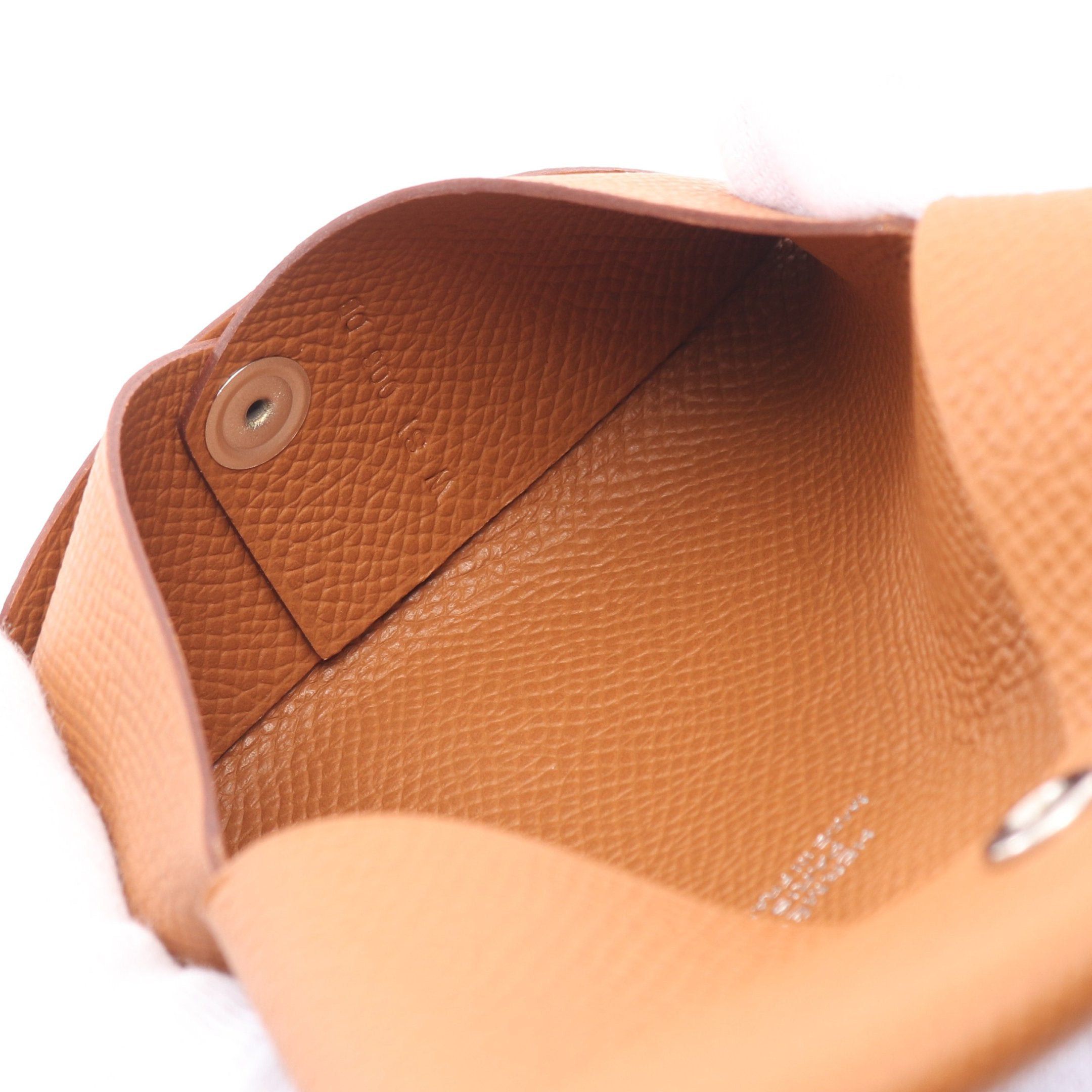Hermes Hermes Calvi Gold Coin Purse Veau Epsom Light Brown Silver Hardware Double Engraved Size ONE SIZE - 3 Thumbnail