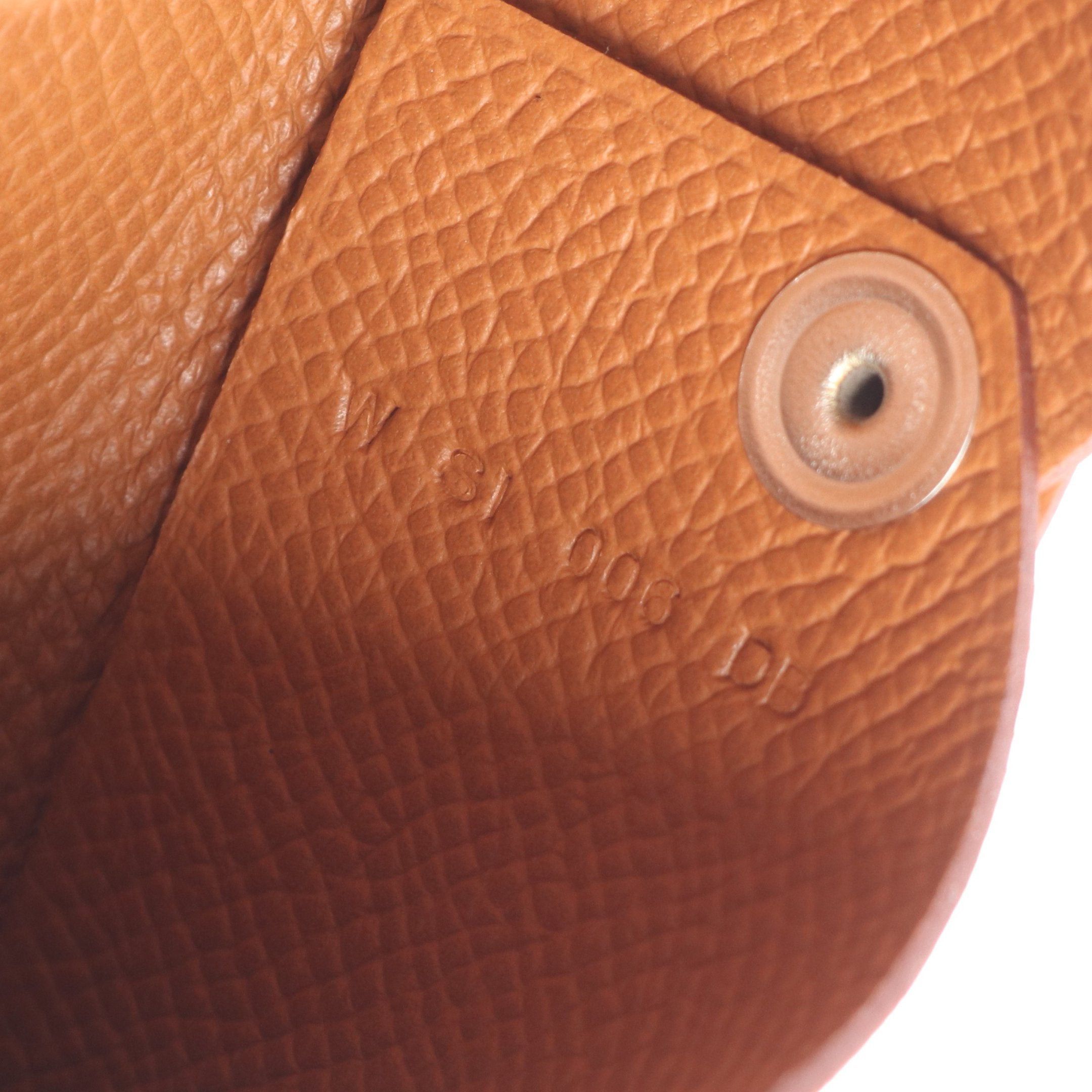 Hermes Hermes Calvi Gold Coin Purse Veau Epsom Light Brown Silver Hardware Double Engraved Size ONE SIZE - 6 Thumbnail