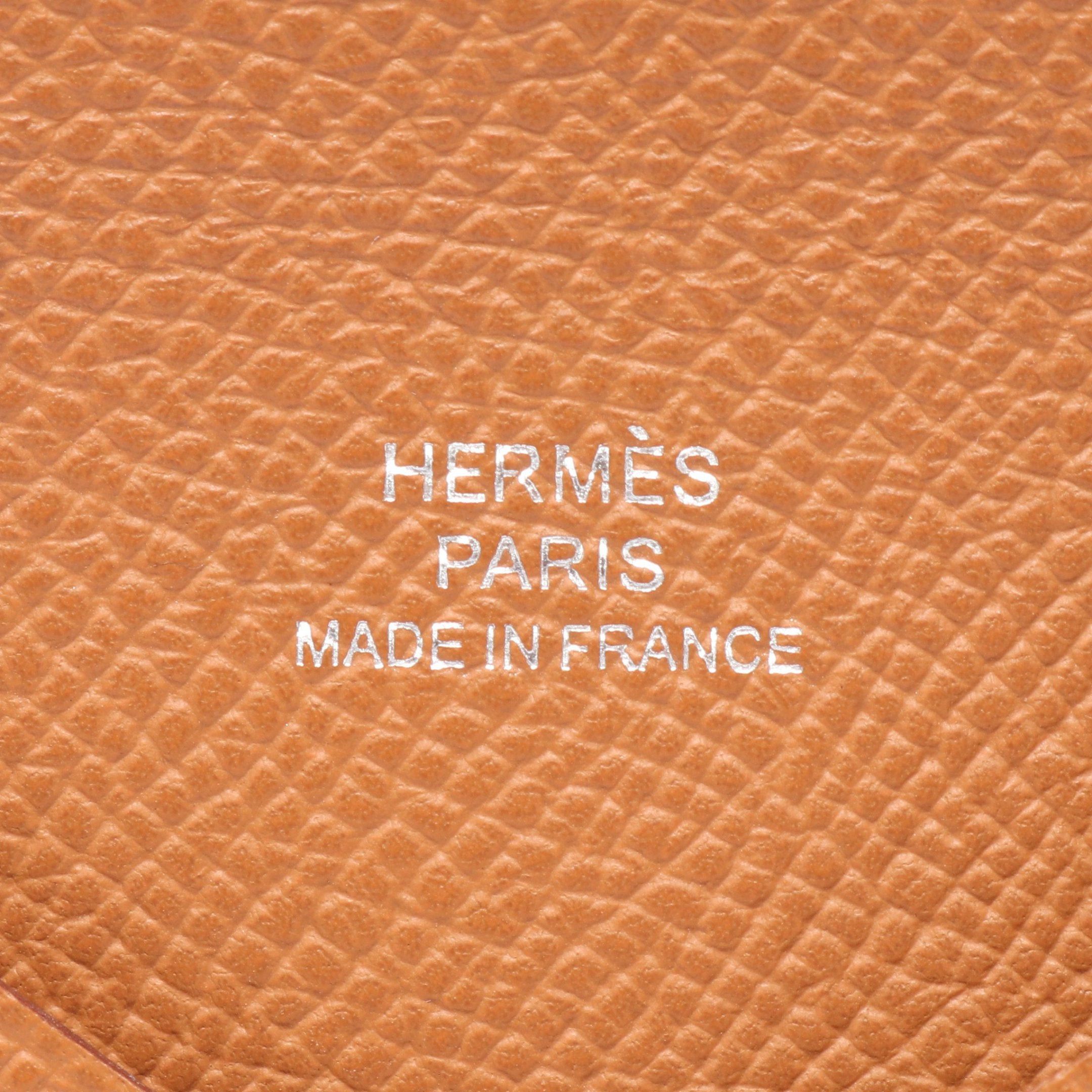 Hermes Hermes Calvi Gold Coin Purse Veau Epsom Light Brown Silver Hardware Double Engraved Size ONE SIZE - 5 Thumbnail