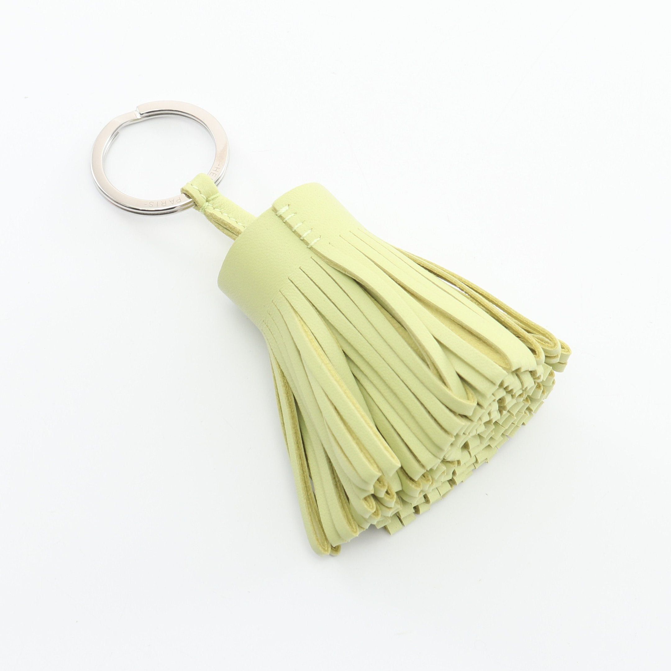 Hermes Hermes Carmen Jaune Bourjon Bag Charm Key Ring Aagneau Yellow-Green Silver Hardware U Stamp Size ONE SIZE - 2 Thumbnail