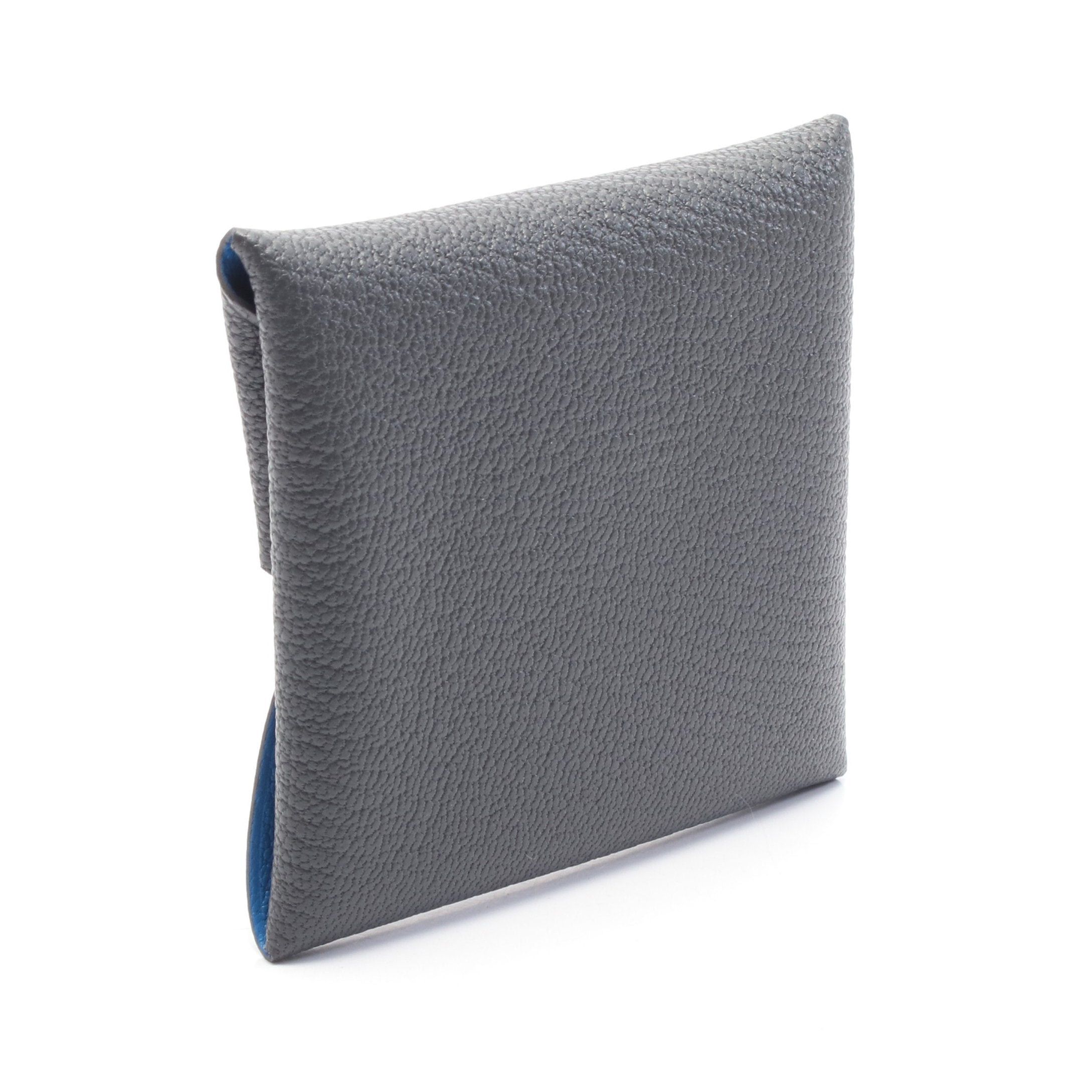 Hermes Hermes Bastia Verso Ardoise Coin Purse Chevre Dark Gray Silver Hardware Double Engraved Size ONE SIZE - 2 Thumbnail