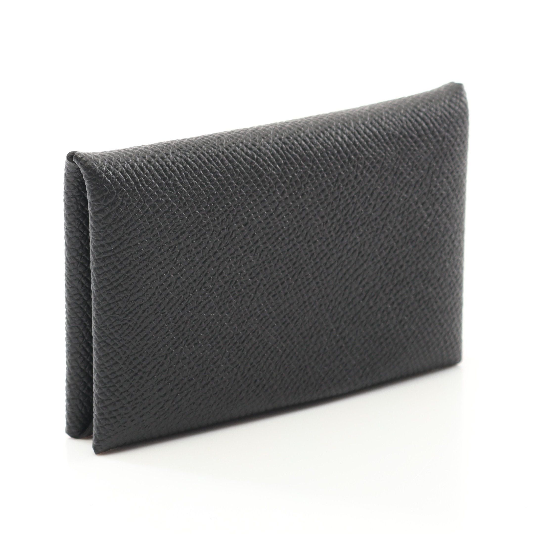 Hermes Hermes Calvi Coin Purse Veau Epsom Black Silver Hardware Double Engraved Size ONE SIZE - 2 Thumbnail