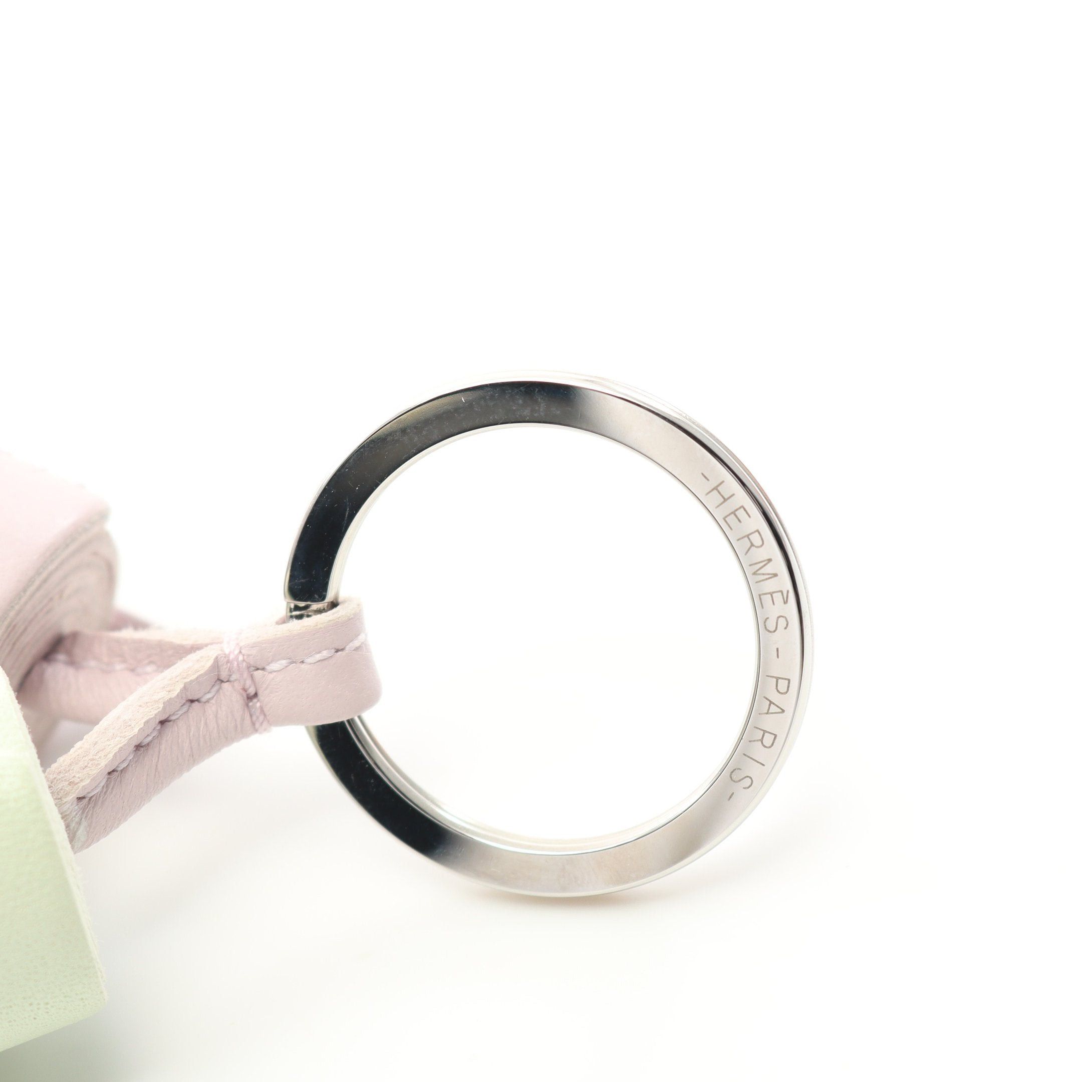 Hermes Hermes Carmen Unodos Mauve Pail Vert Fizz Bag Charm Key Ring Aagneau Light Pink Green Silver Hardware Size ONE SIZE - 4 Thumbnail