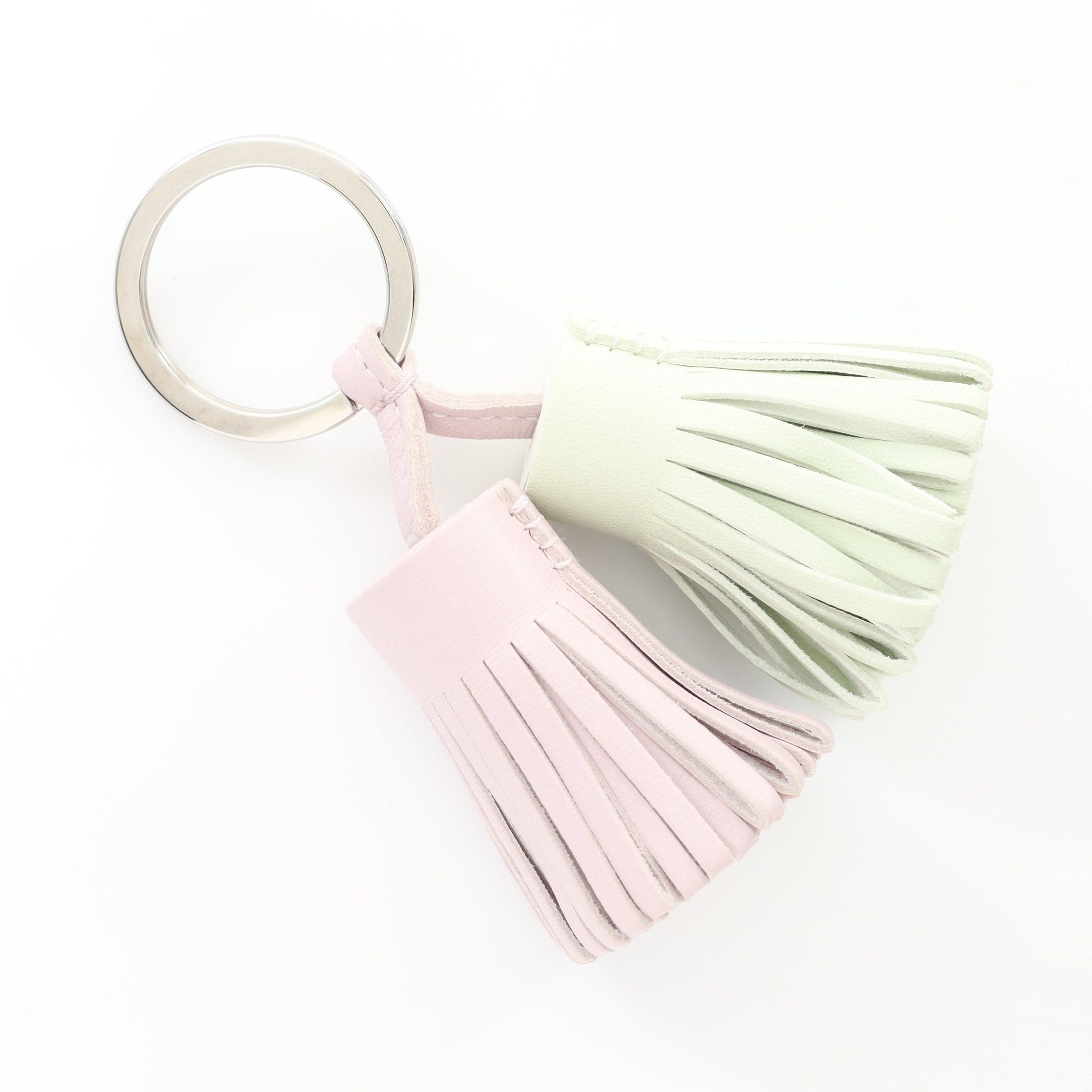 Hermes Hermes Carmen Unodos Mauve Pail Vert Fizz Bag Charm Key Ring Aagneau Light Pink Green Silver Hardware Size ONE SIZE - 2 Thumbnail