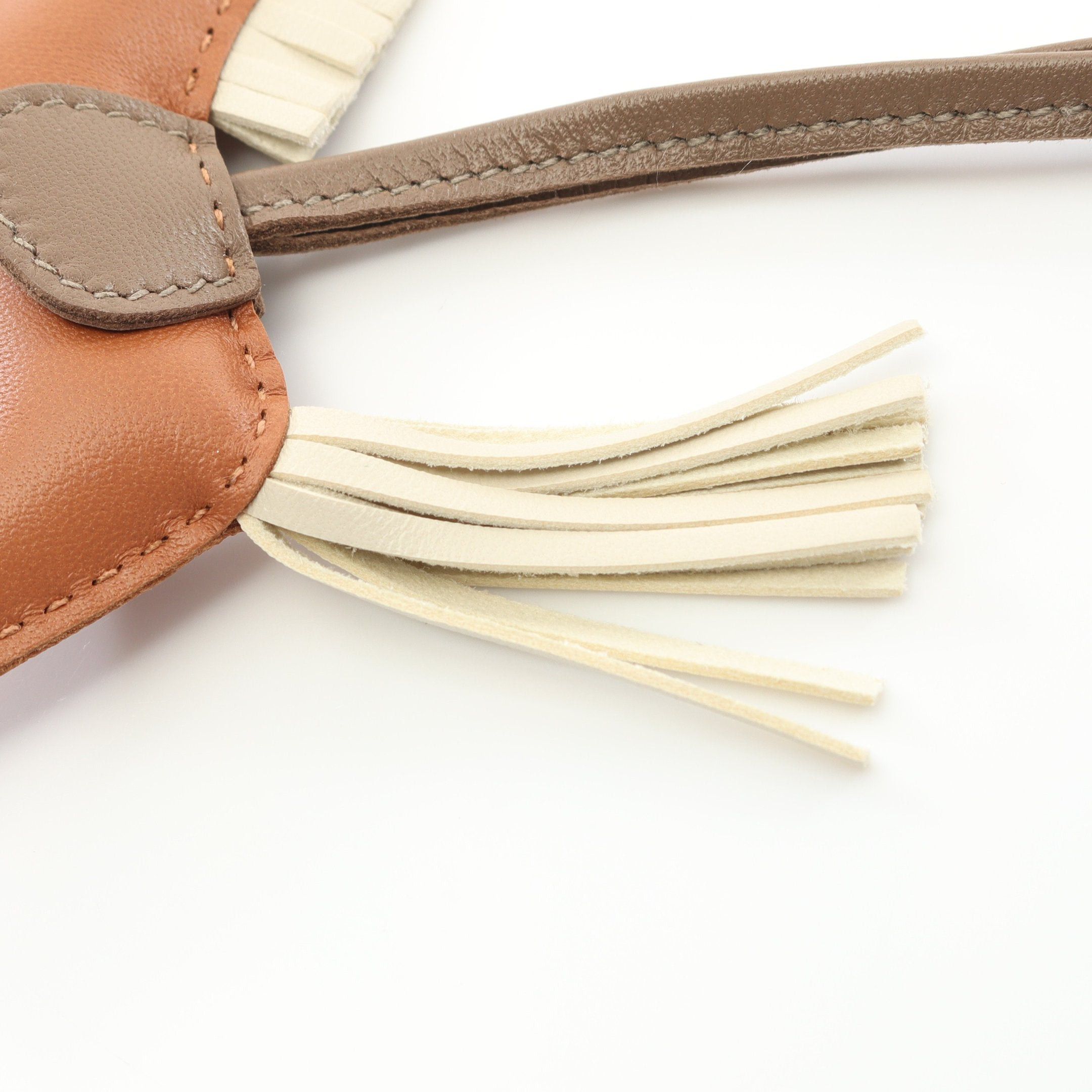Hermes Hermes Rodeo Pm Gold Kure Etoupe Bag Charm Aagneau Light Brown Off White Gray Double Engraved Size ONE SIZE - 4 Thumbnail