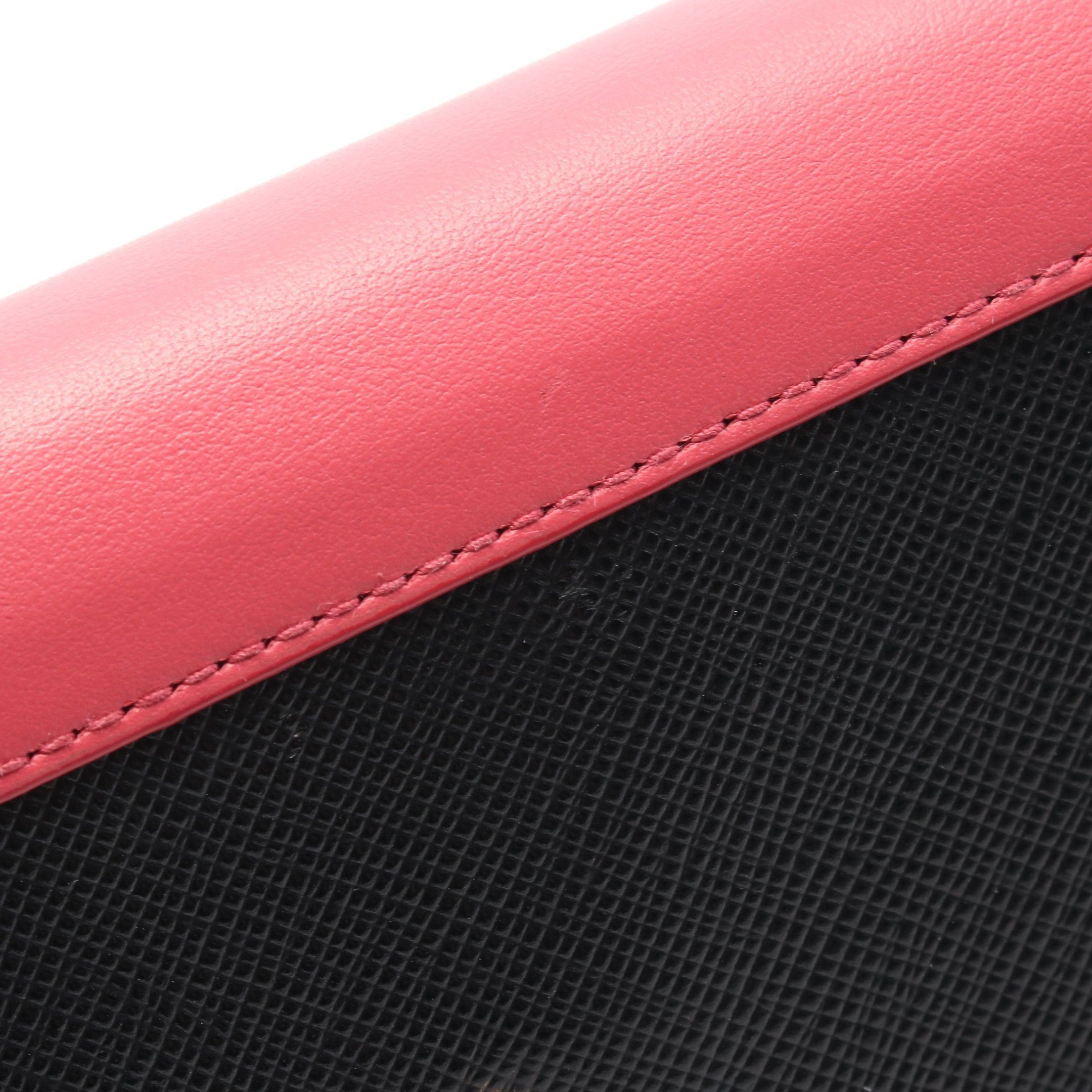 Prada Prada Bi-Fold Long Wallet Leather Black Pink Size ONE SIZE - 8 Thumbnail