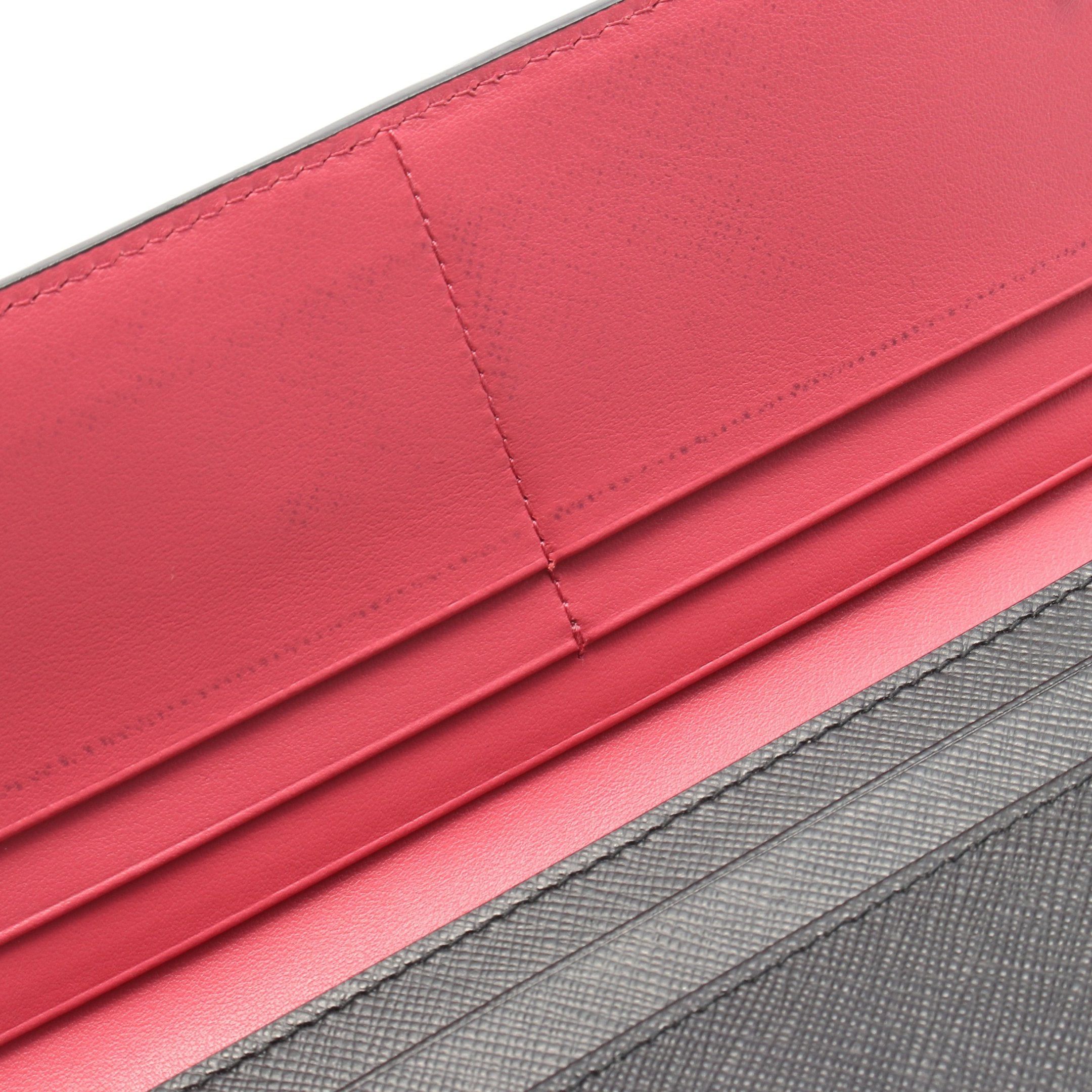 Prada Prada Bi-Fold Long Wallet Leather Black Pink Size ONE SIZE - 6 Thumbnail