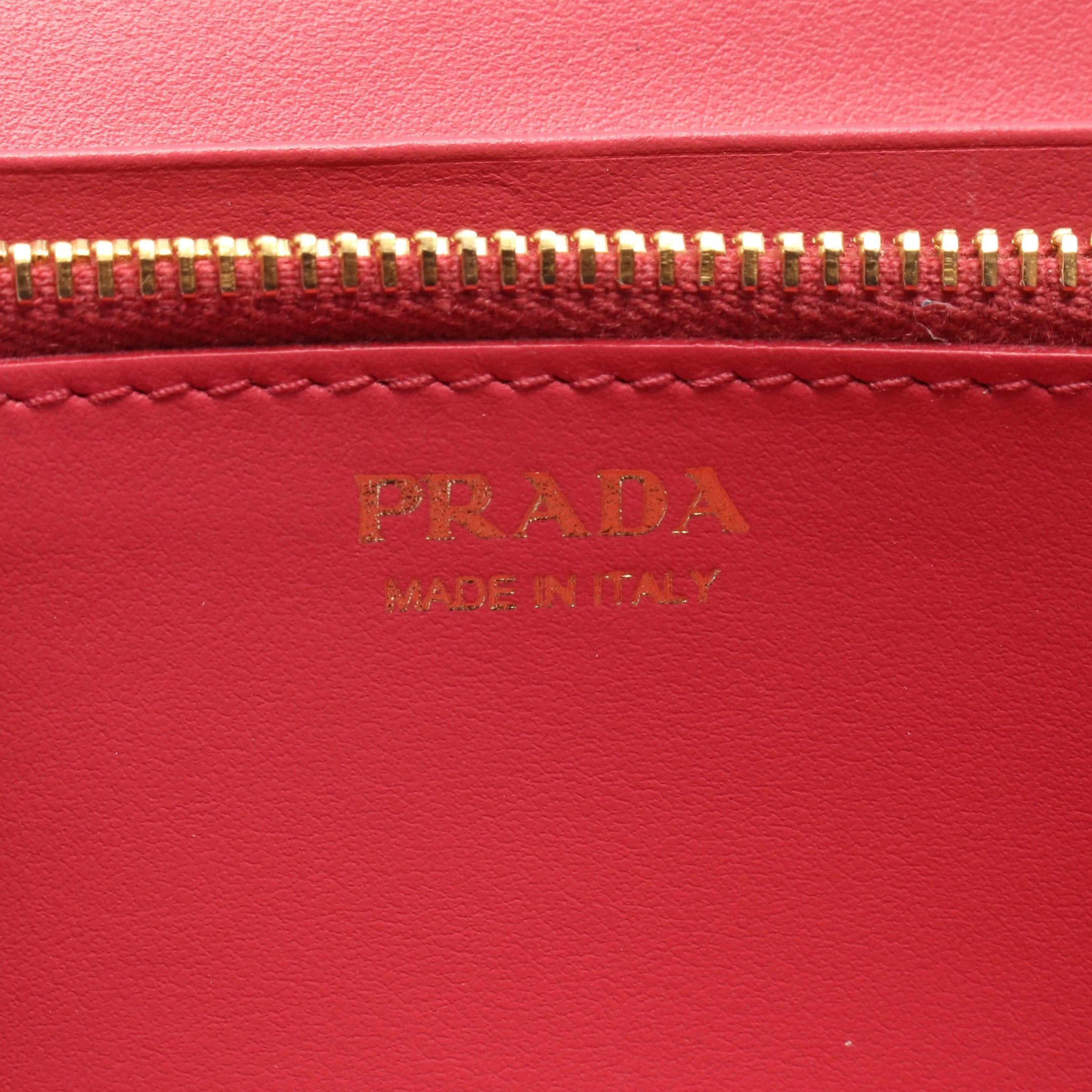 Prada Prada Bi-Fold Long Wallet Leather Black Pink Size ONE SIZE - 4 Thumbnail