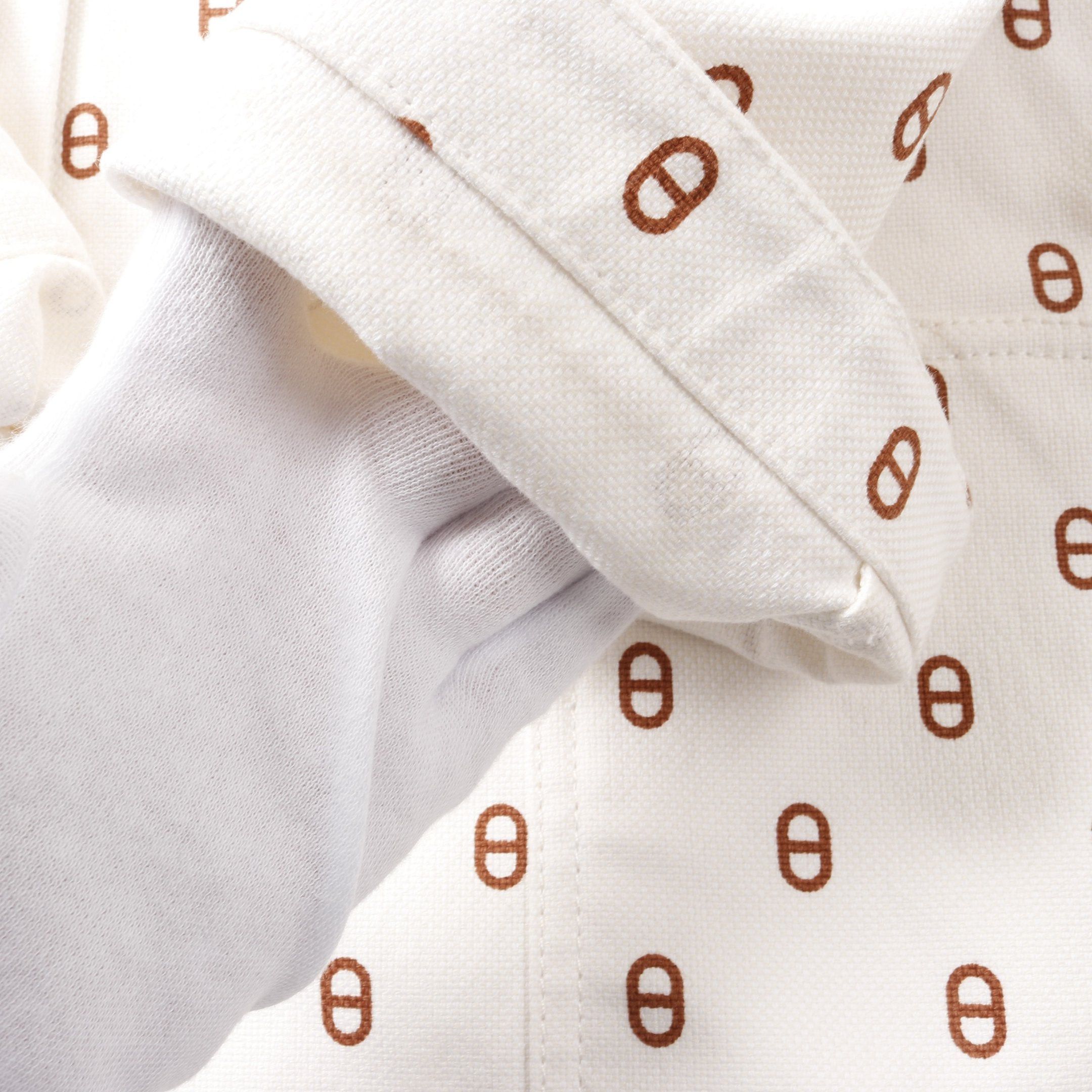 Hermes Hermes Chaîne Long Coat All-Over Pattern Cotton White Brown Serie Button Size ONE SIZE - 7 Thumbnail