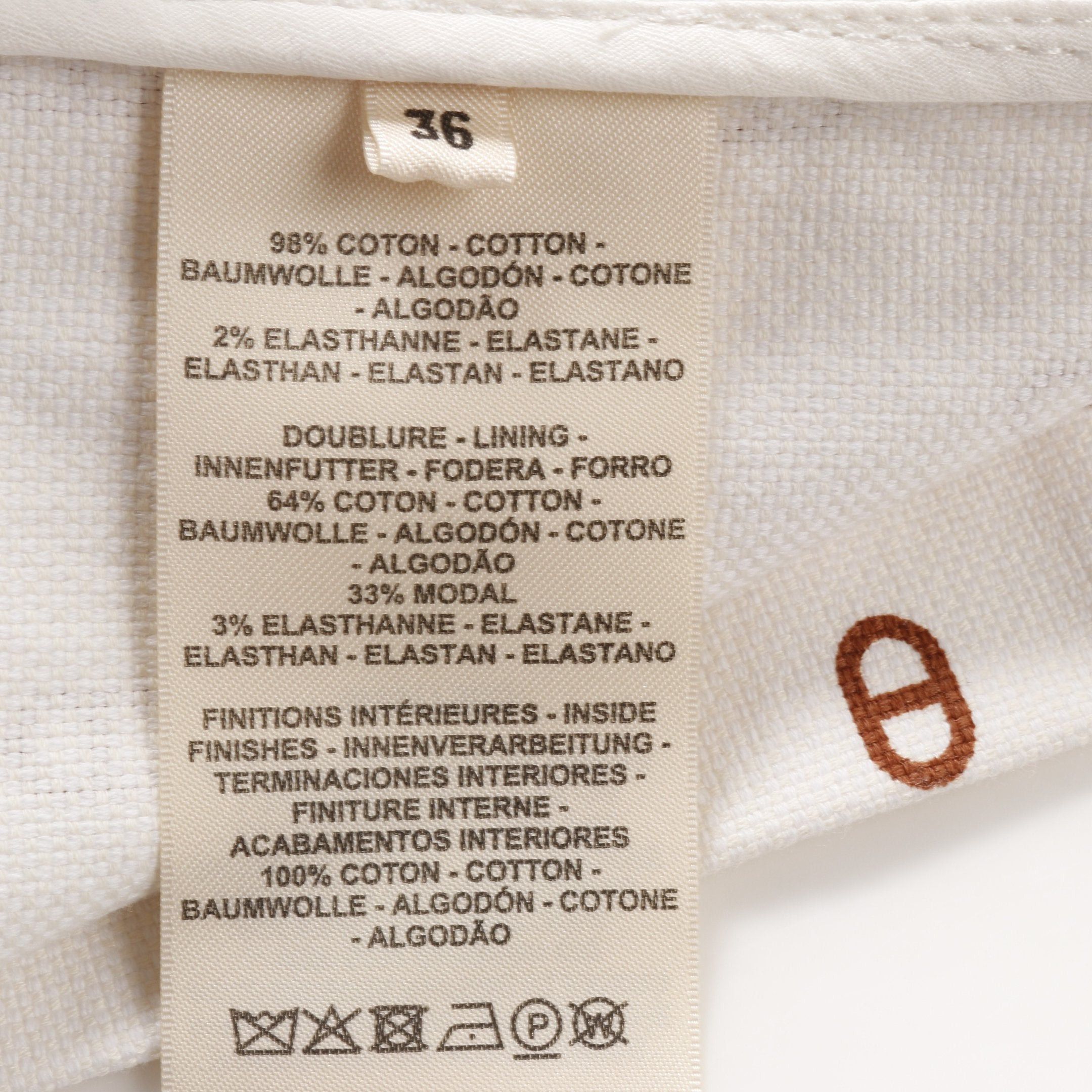Hermes Hermes Chaîne Long Coat All-Over Pattern Cotton White Brown Serie Button Size ONE SIZE - 4 Thumbnail