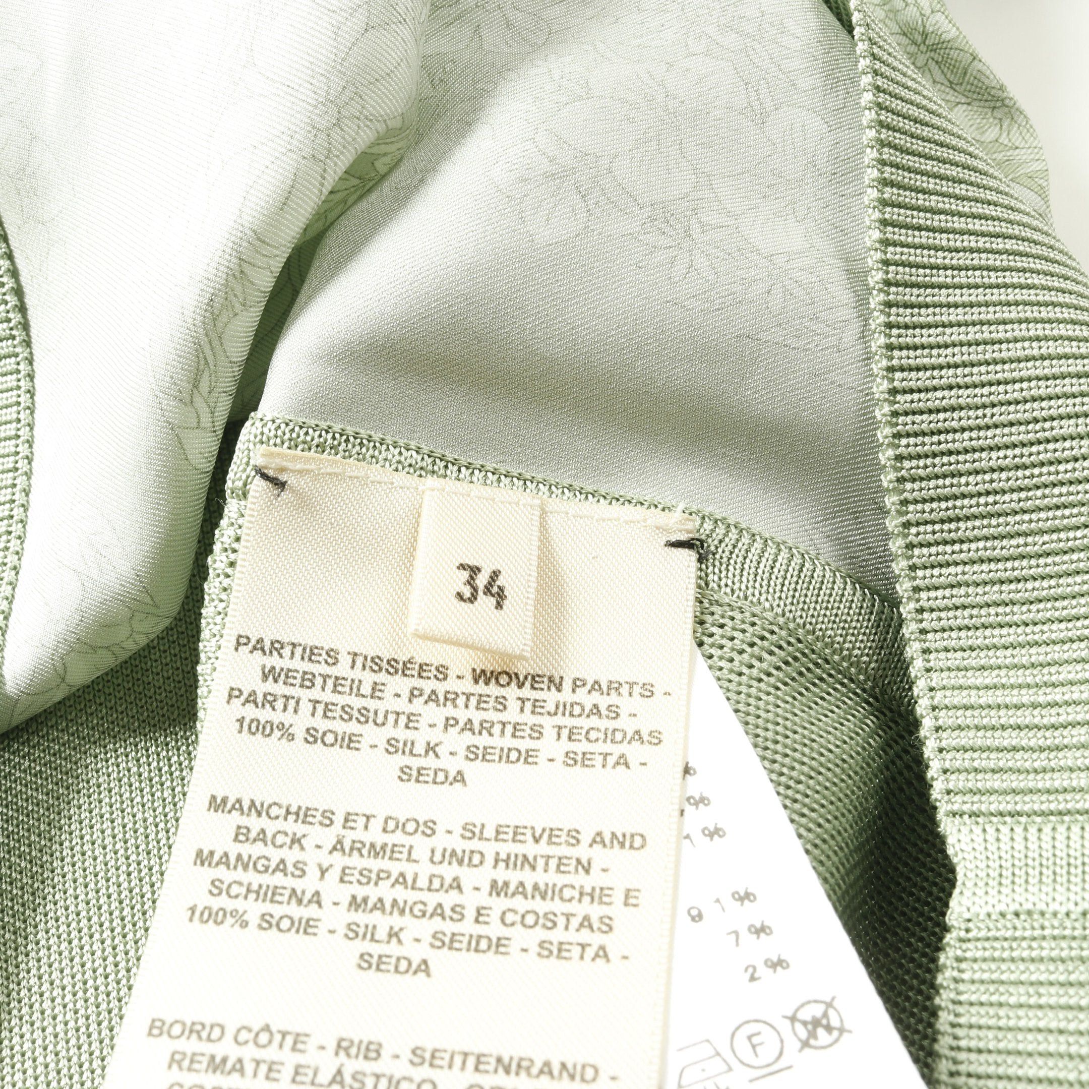 Hermes Hermes Brides De Gala En Fleurs Knit Short Sleeve Silk Light Green Scarf Switching Size ONE SIZE - 7 Thumbnail