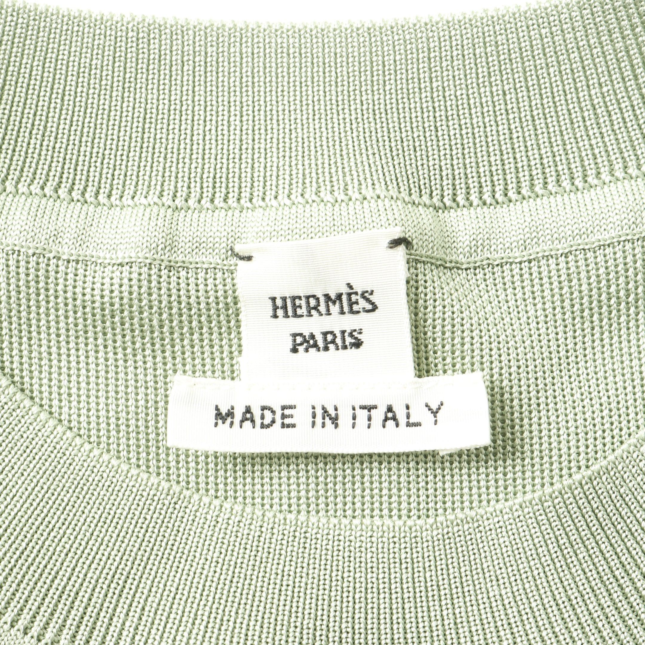 Hermes Hermes Brides De Gala En Fleurs Knit Short Sleeve Silk Light Green Scarf Switching Size ONE SIZE - 3 Thumbnail