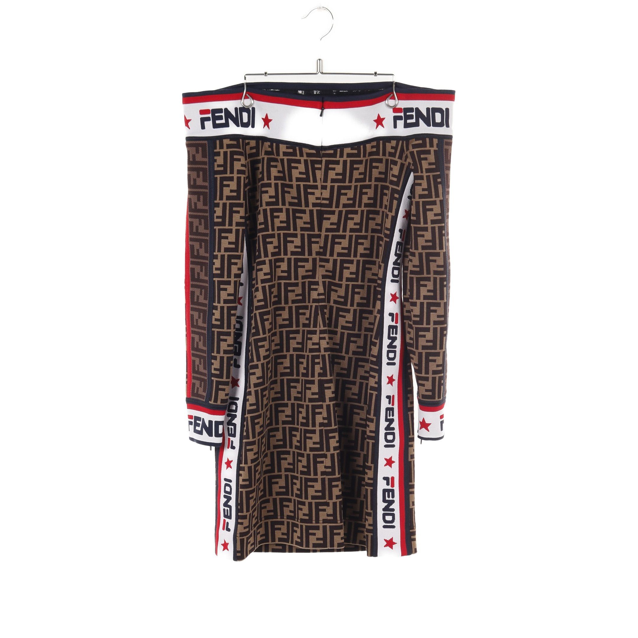 Fendi Fendi Fendi * Fila Zucca Off Shoulder One Piece Cotton Brown Multicolor Size ONE SIZE - 2 Thumbnail