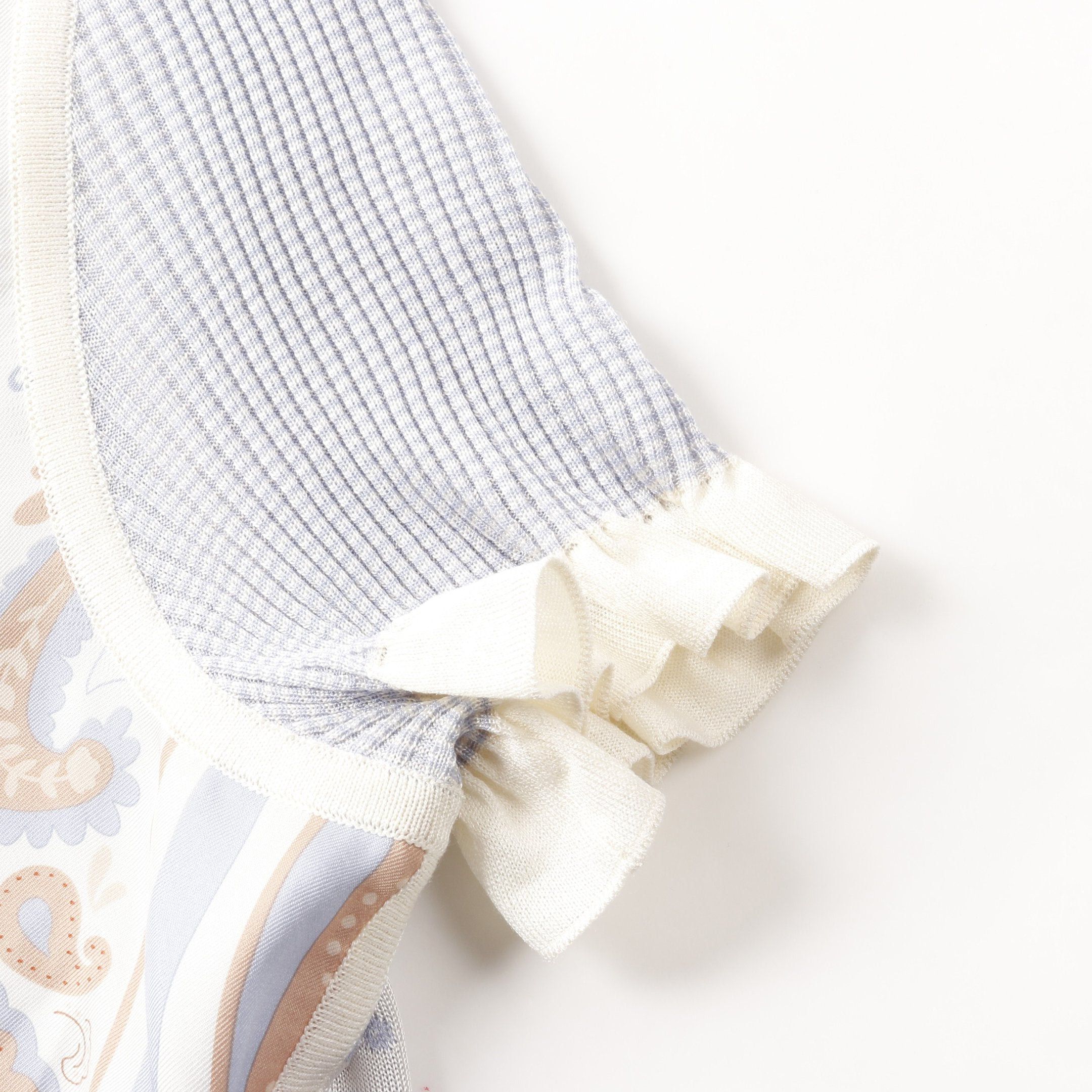 Hermes Hermes Twill Laine Guepard Et Palmettes Knit Silk Ivory Light Blue Multicolor Size ONE SIZE - 5 Thumbnail