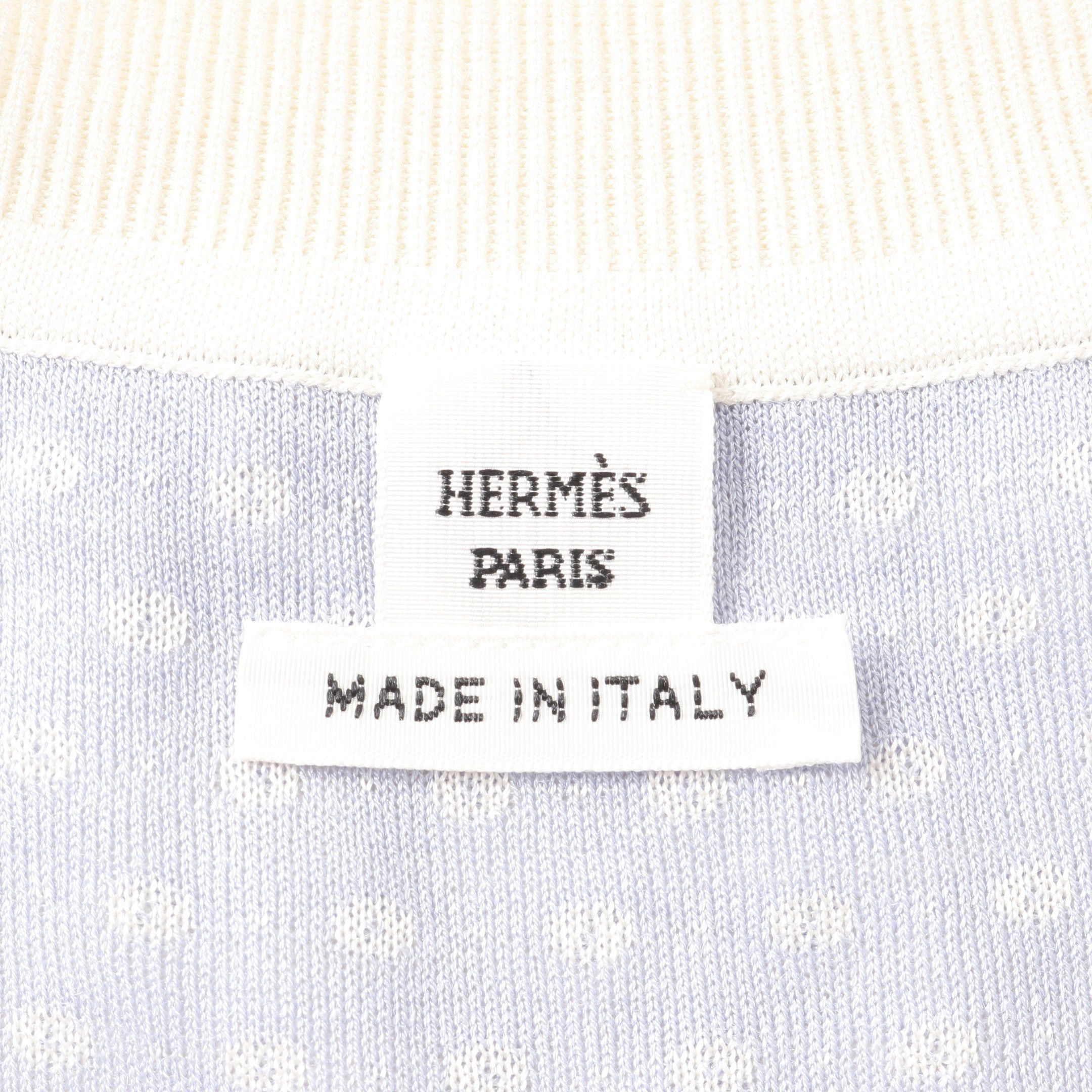Hermes Hermes Twill Laine Guepard Et Palmettes Knit Silk Ivory Light Blue Multicolor Size ONE SIZE - 3 Thumbnail