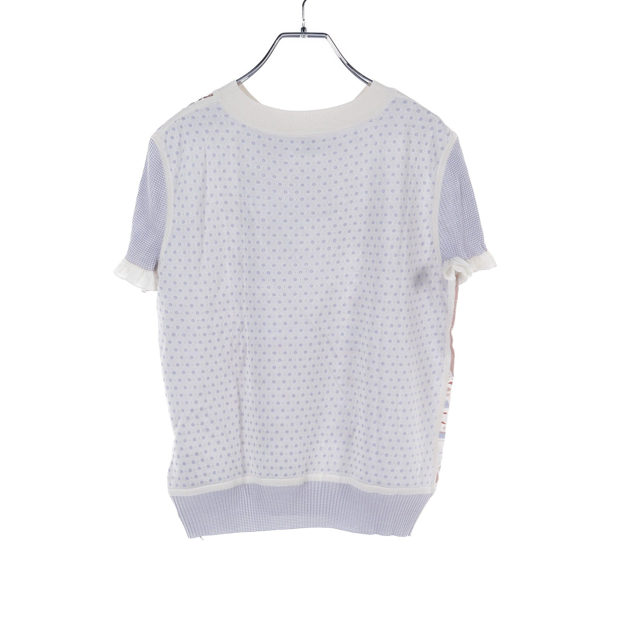 Hermes Hermes Twill Laine Guepard Et Palmettes Knit Silk Ivory Light Blue Multicolor Size ONE SIZE - 2 Thumbnail
