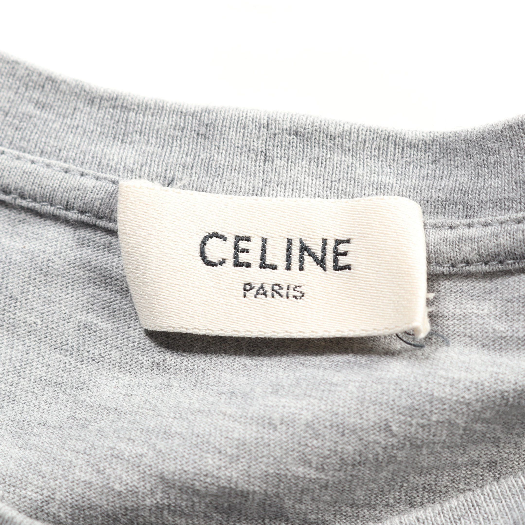 Celine Celine T-Shirt Crew Neck Logo Cotton Gray Size ONE SIZE - 3 Thumbnail