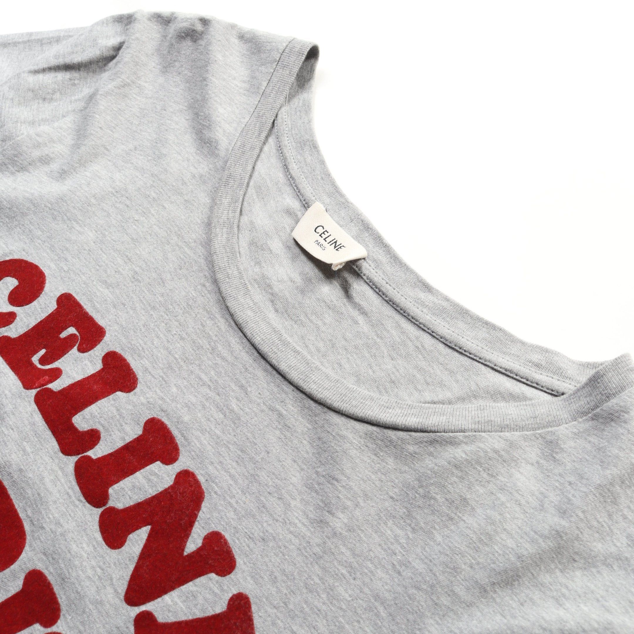 Celine Celine T-Shirt Crew Neck Logo Cotton Gray Size ONE SIZE - 7 Thumbnail