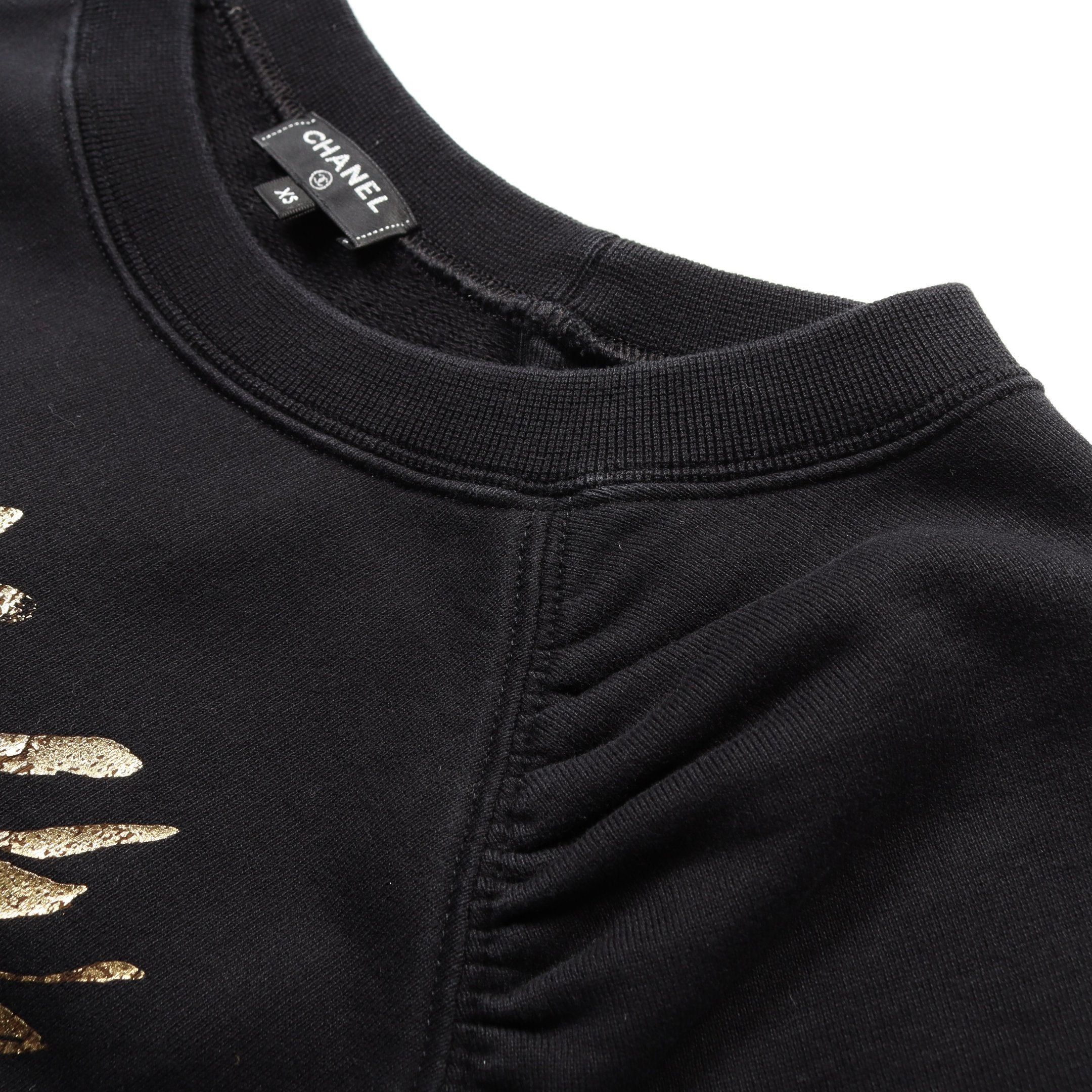 Chanel Chanel Coco Mark Sweatshirt Cut And Sew Cotton Black Gold Size ONE SIZE - 6 Thumbnail