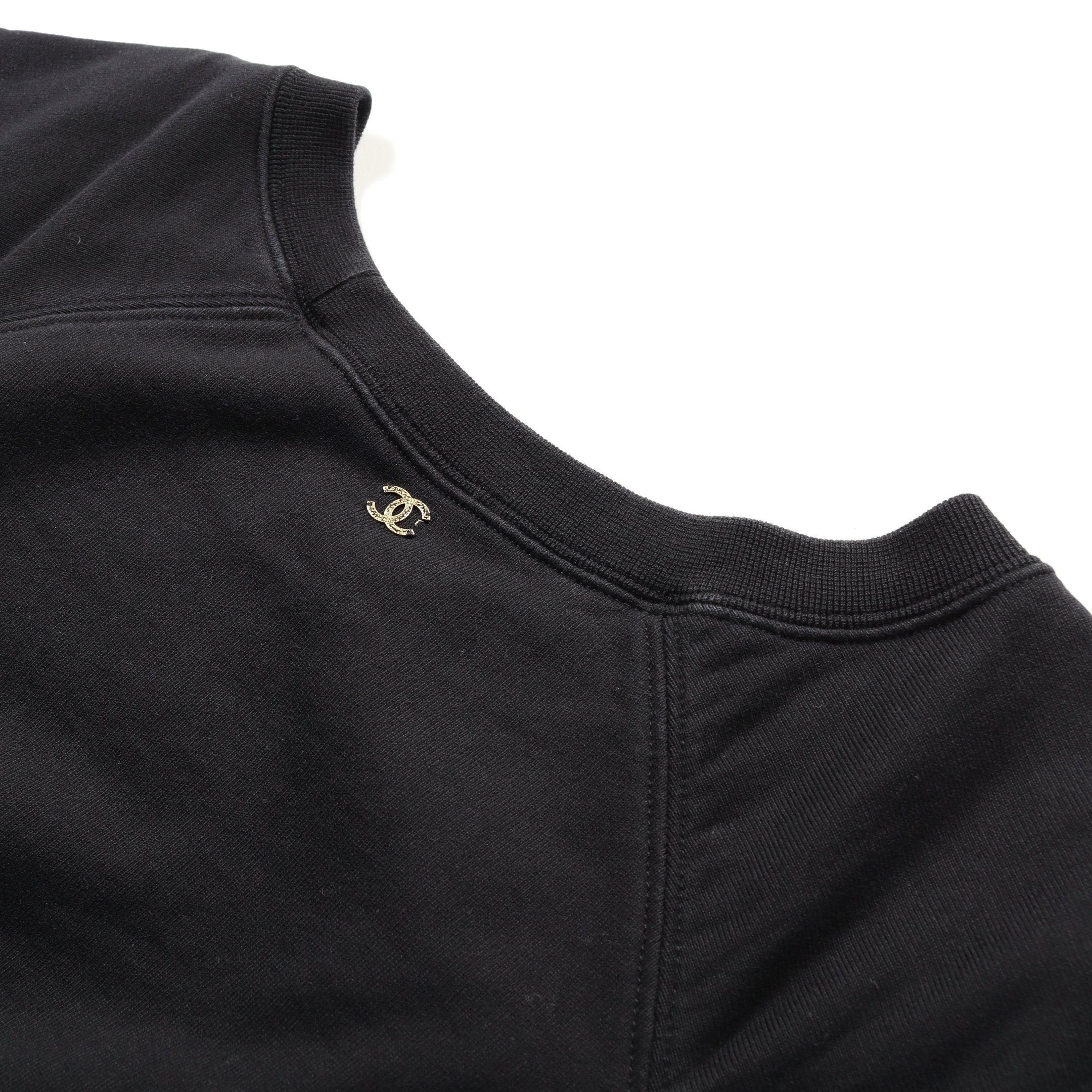 Chanel Chanel Coco Mark Sweatshirt Cut And Sew Cotton Black Gold Size ONE SIZE - 8 Thumbnail