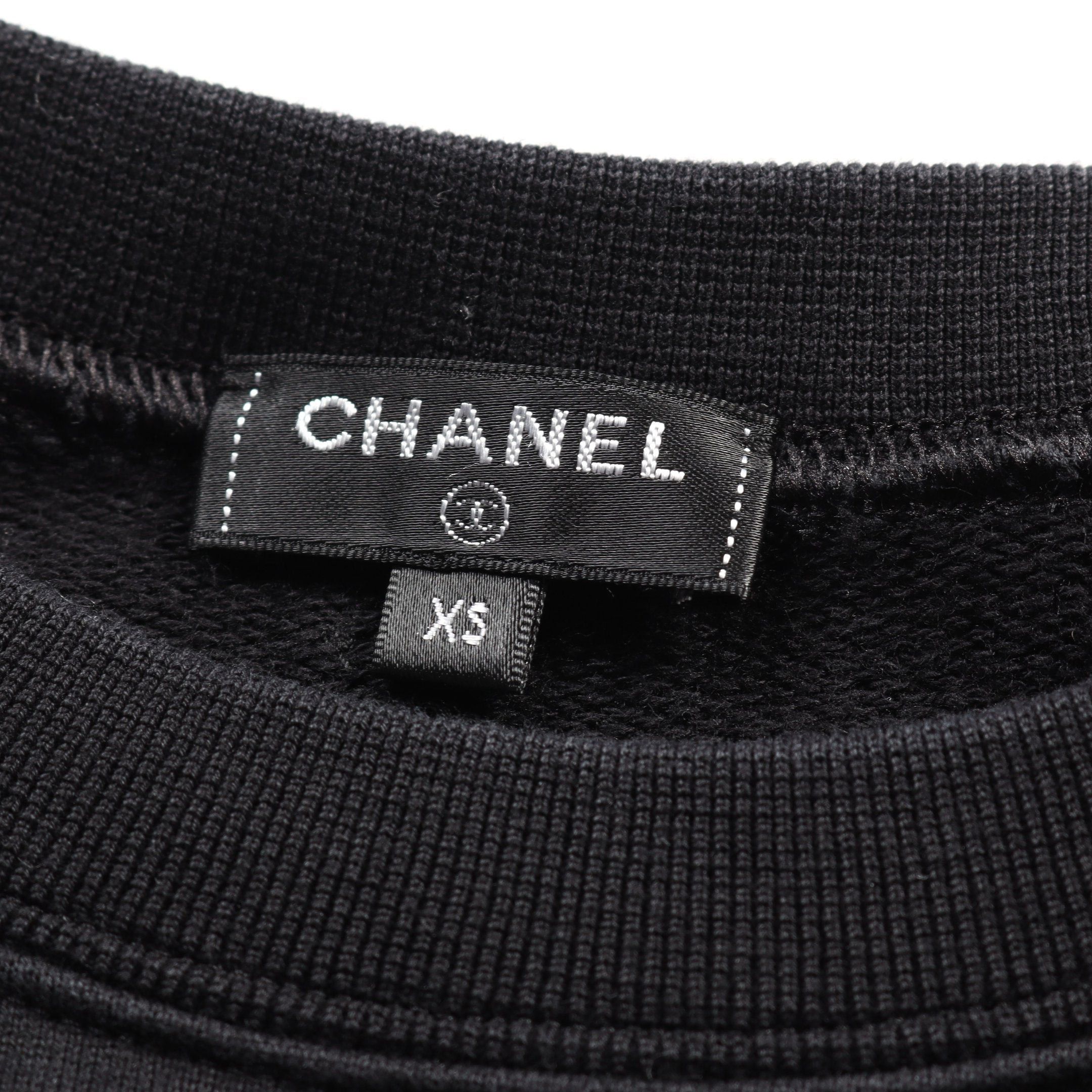 Chanel Chanel Coco Mark Sweatshirt Cut And Sew Cotton Black Gold Size ONE SIZE - 3 Thumbnail