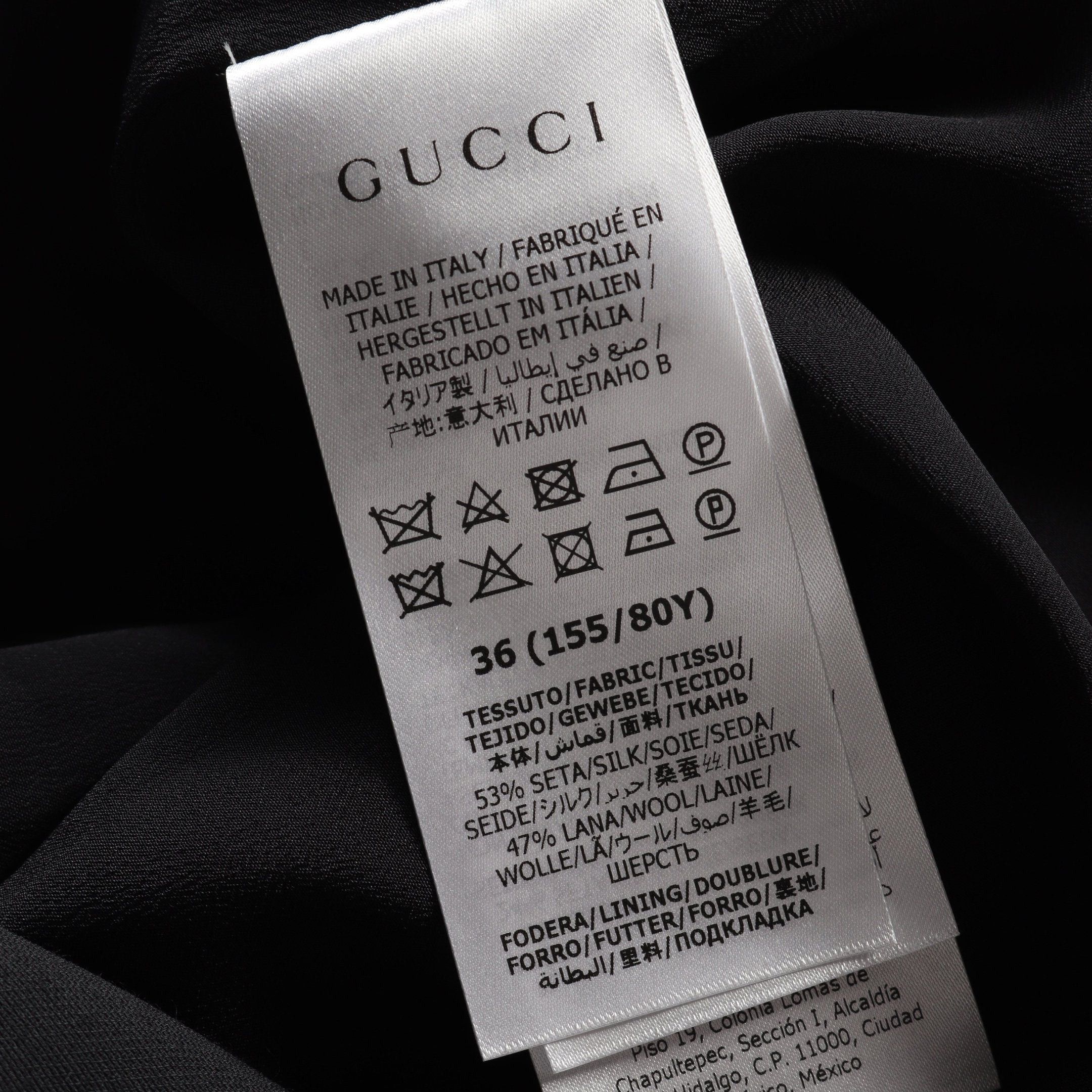 Gucci Gucci Double G One Piece Short Sleeve Silk Wool Black Size ONE SIZE - 4 Thumbnail