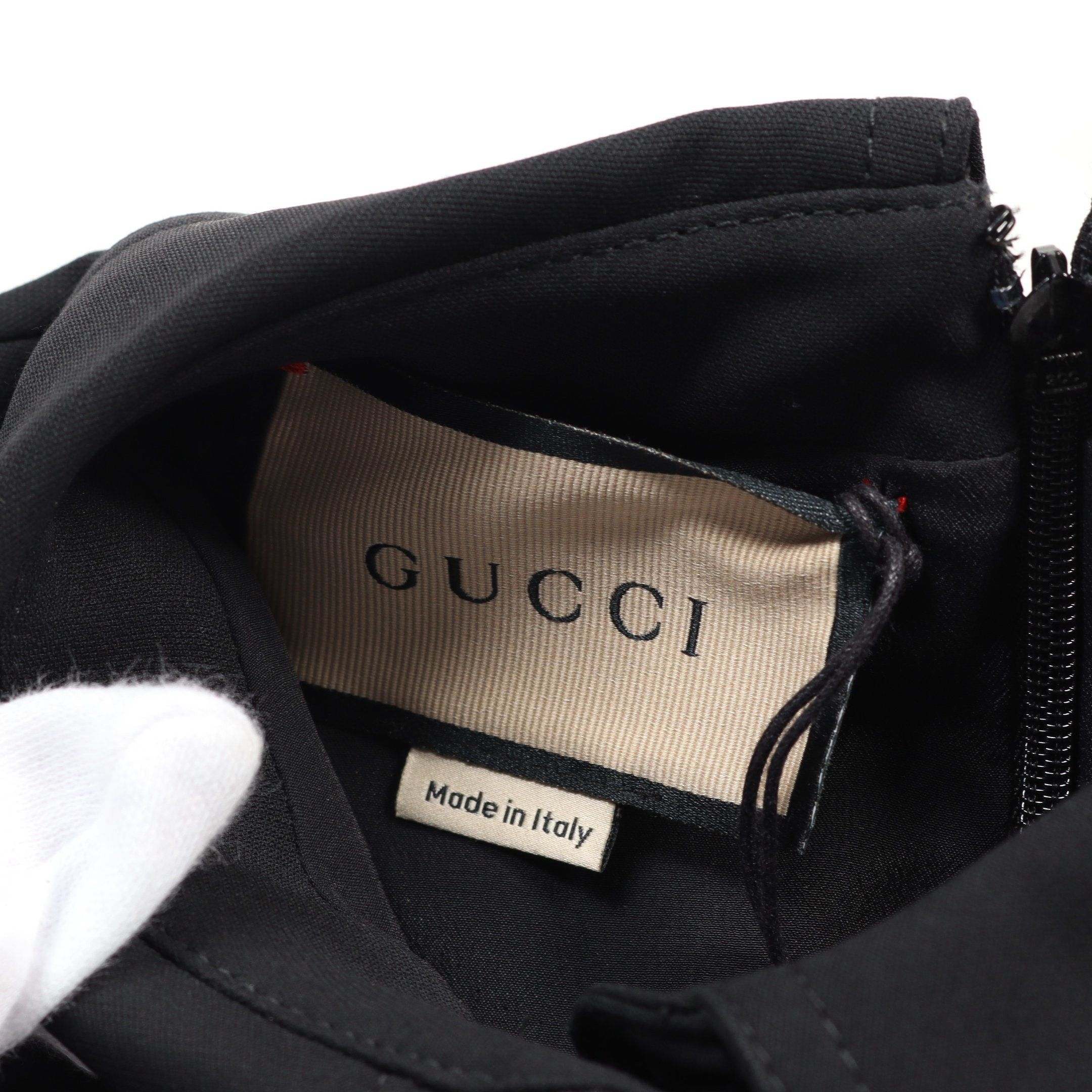 Gucci Gucci Double G One Piece Short Sleeve Silk Wool Black Size ONE SIZE - 3 Thumbnail