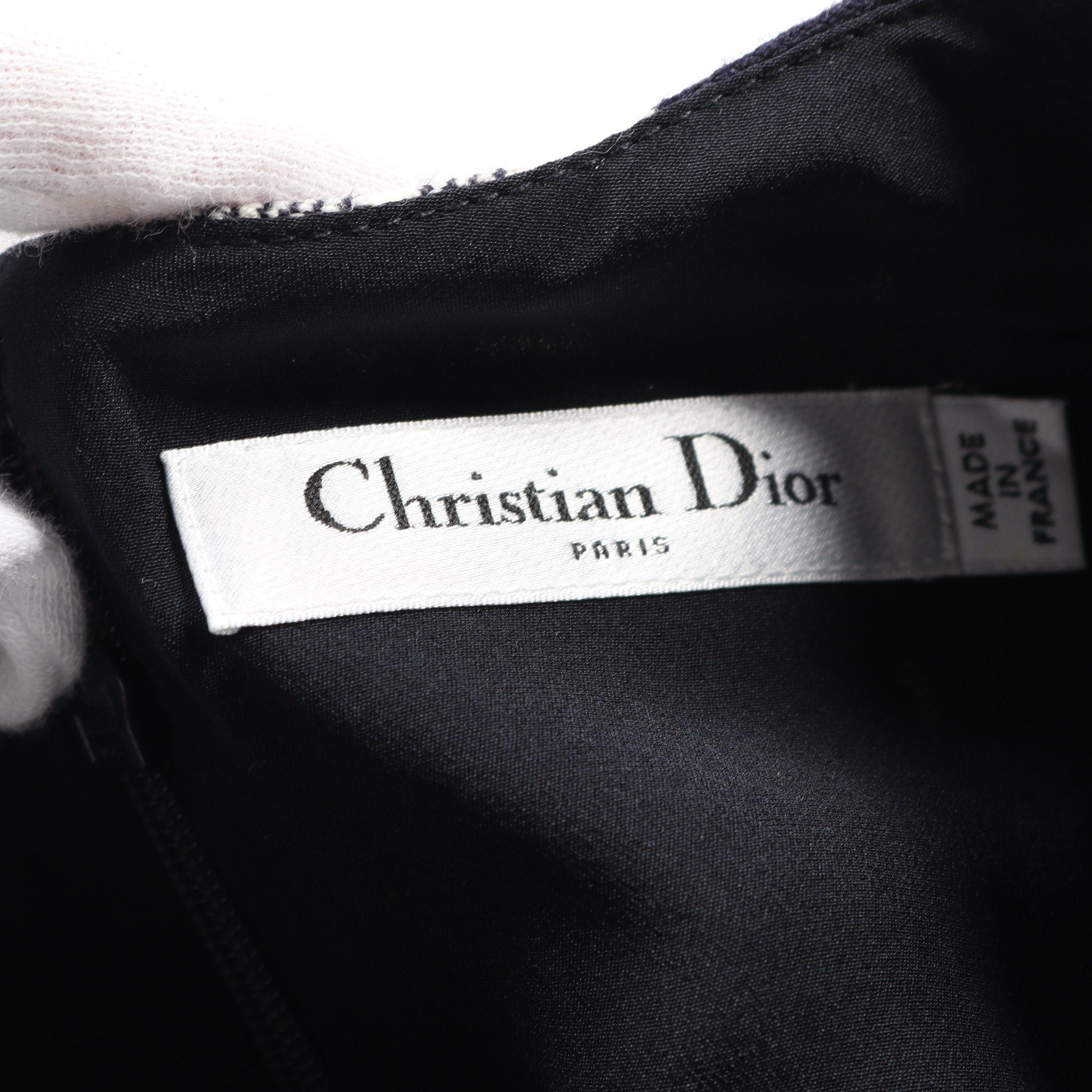 Dior Dior One Piece No Sleeve Check Wool Navy White Size ONE SIZE - 3 Thumbnail