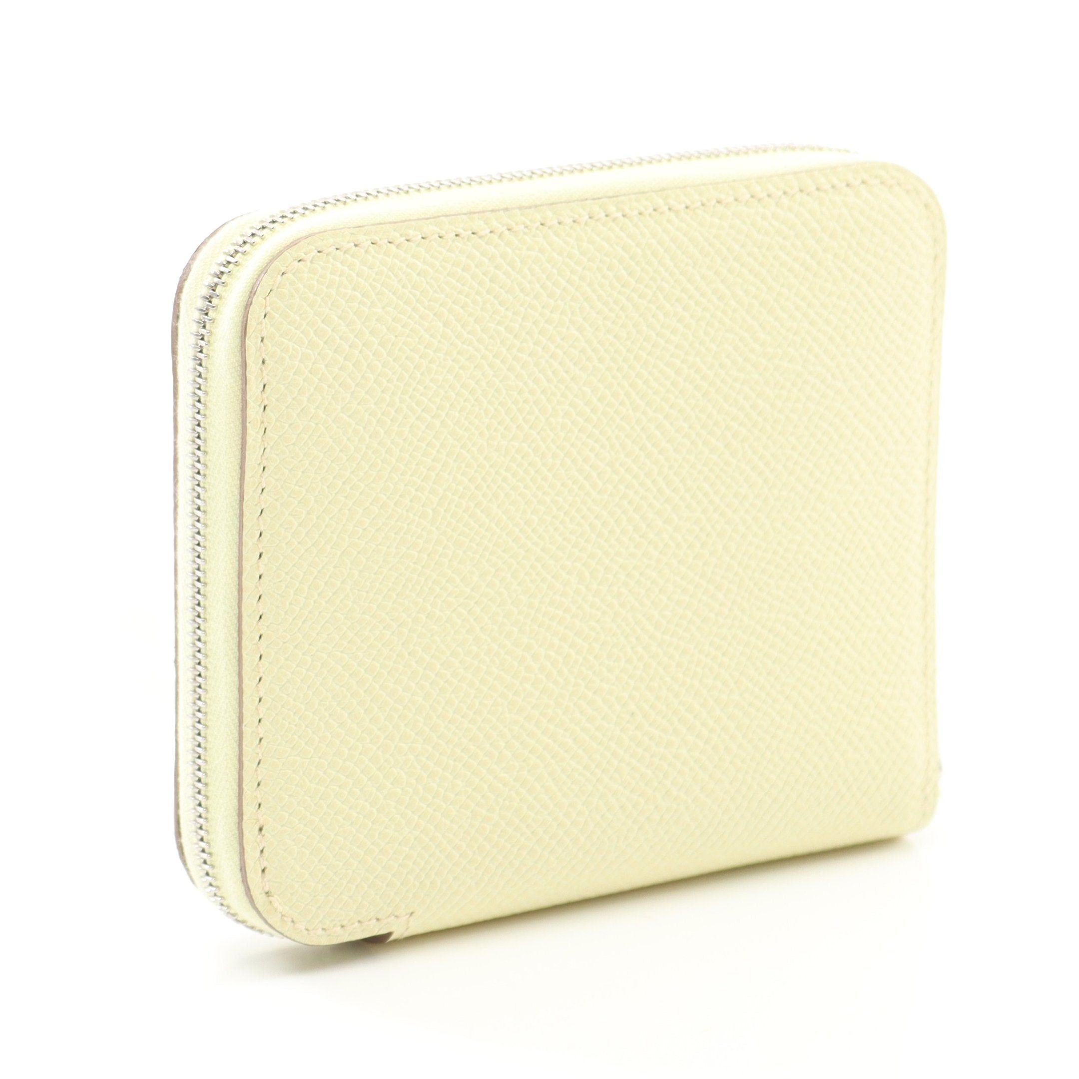 Hermes Hermes Azap Compact Silk In Jaune Milton Round Zipper Wallet Veau Epsom Light Yellow Silver Hardware Double Engraved Size ONE SIZE - 2 Thumbnail