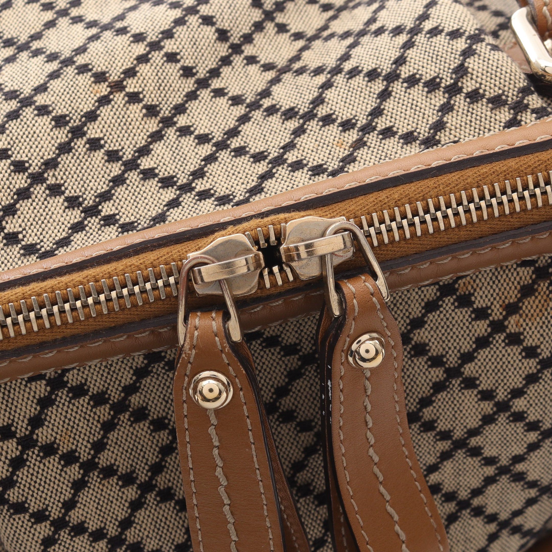 Gucci Gucci Sukey Diamante Handbag Canvas Leather Beige Light Brown Black Size ONE SIZE - 6 Thumbnail
