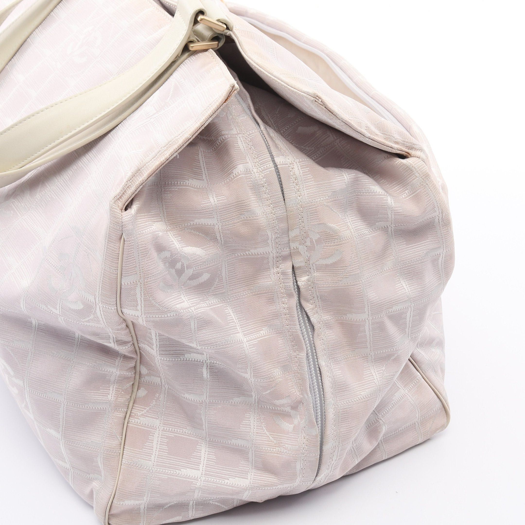 Chanel Chanel New Travel Line Boston Bag Nylon Canvas Leather Light Pink Off White Gold Hardware Size ONE SIZE - 9 Thumbnail