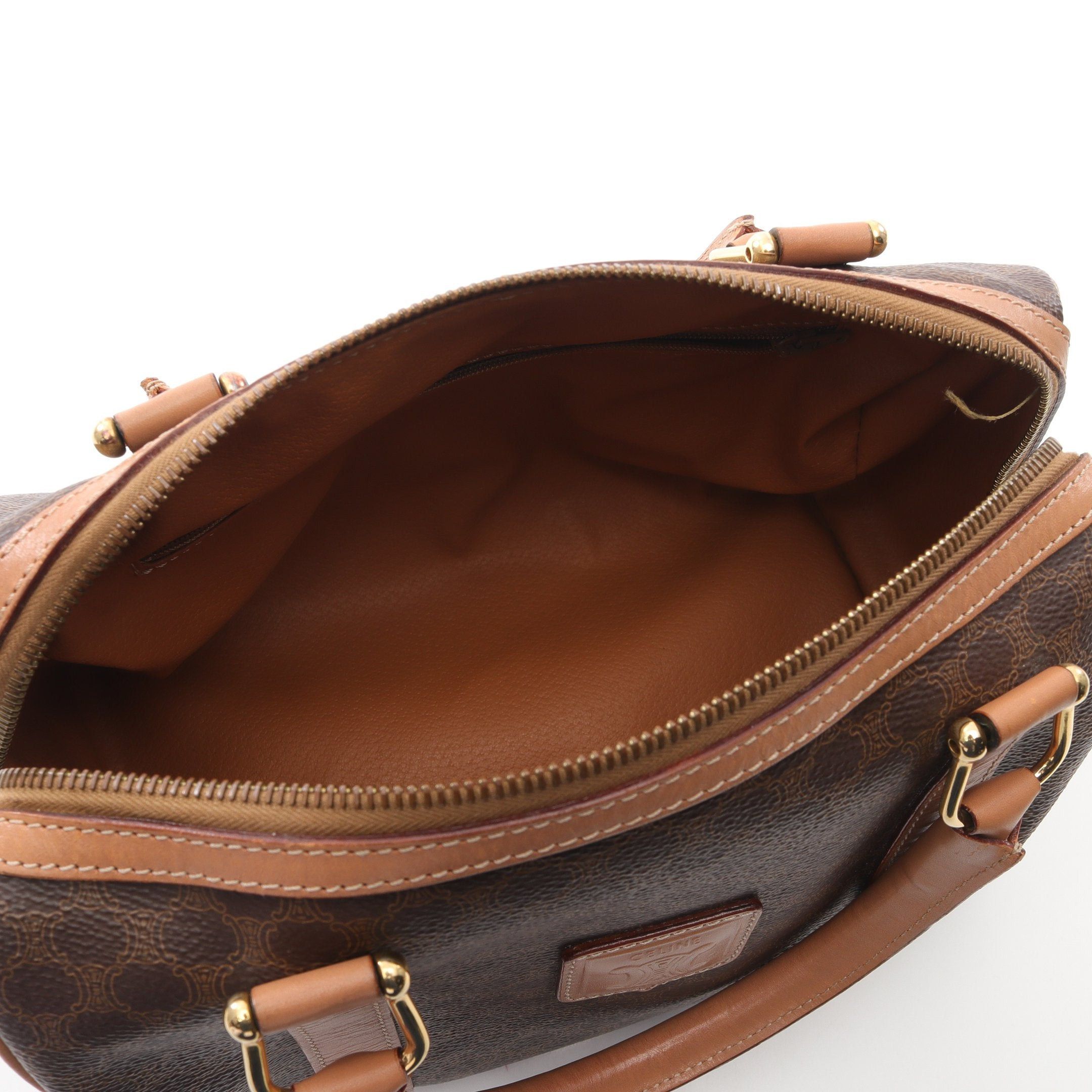 Celine Celine Macadam Handbag Mini Boston Bag Leather Brown Size ONE SIZE - 3 Thumbnail