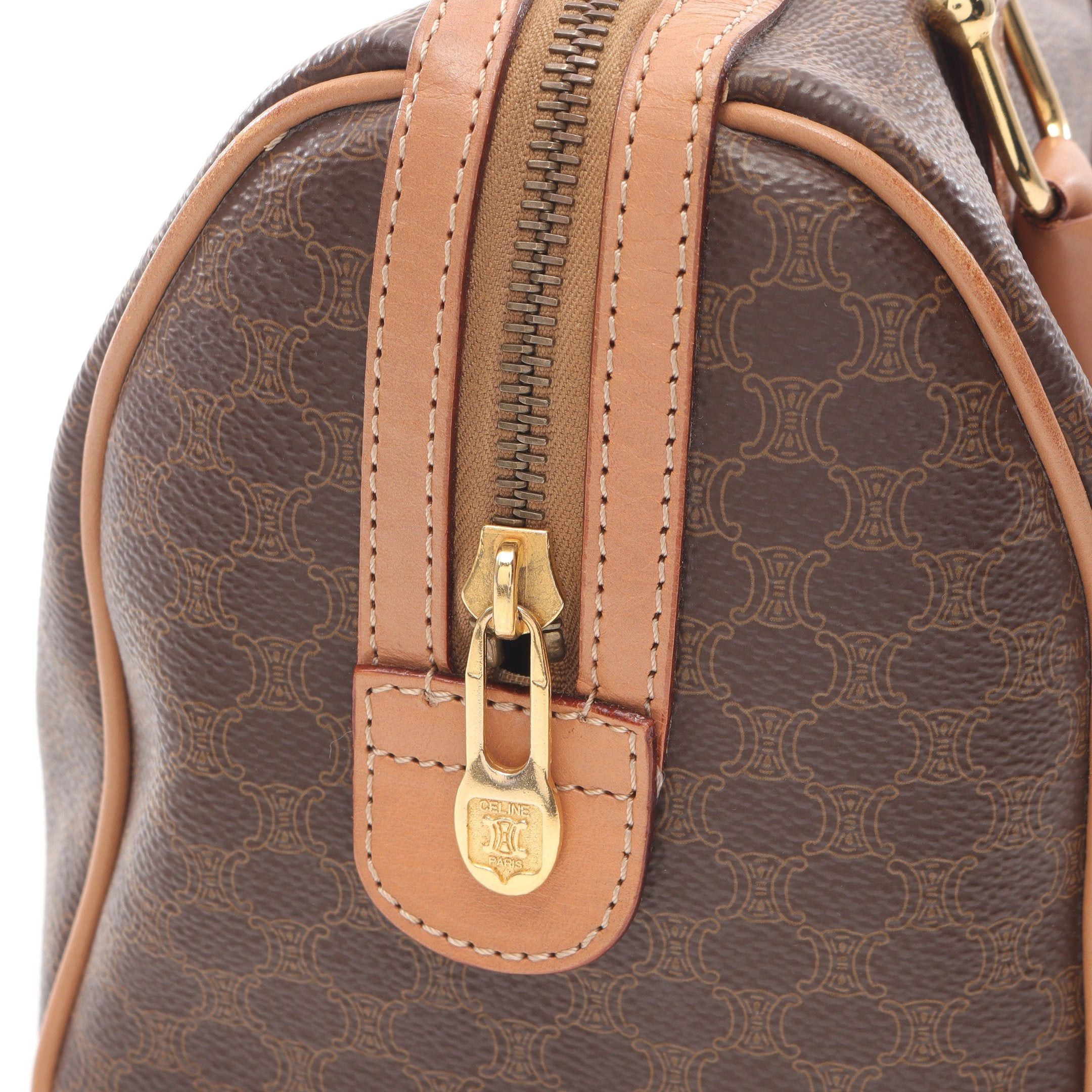 Celine Celine Macadam Handbag Mini Boston Bag Leather Brown Size ONE SIZE - 7 Thumbnail