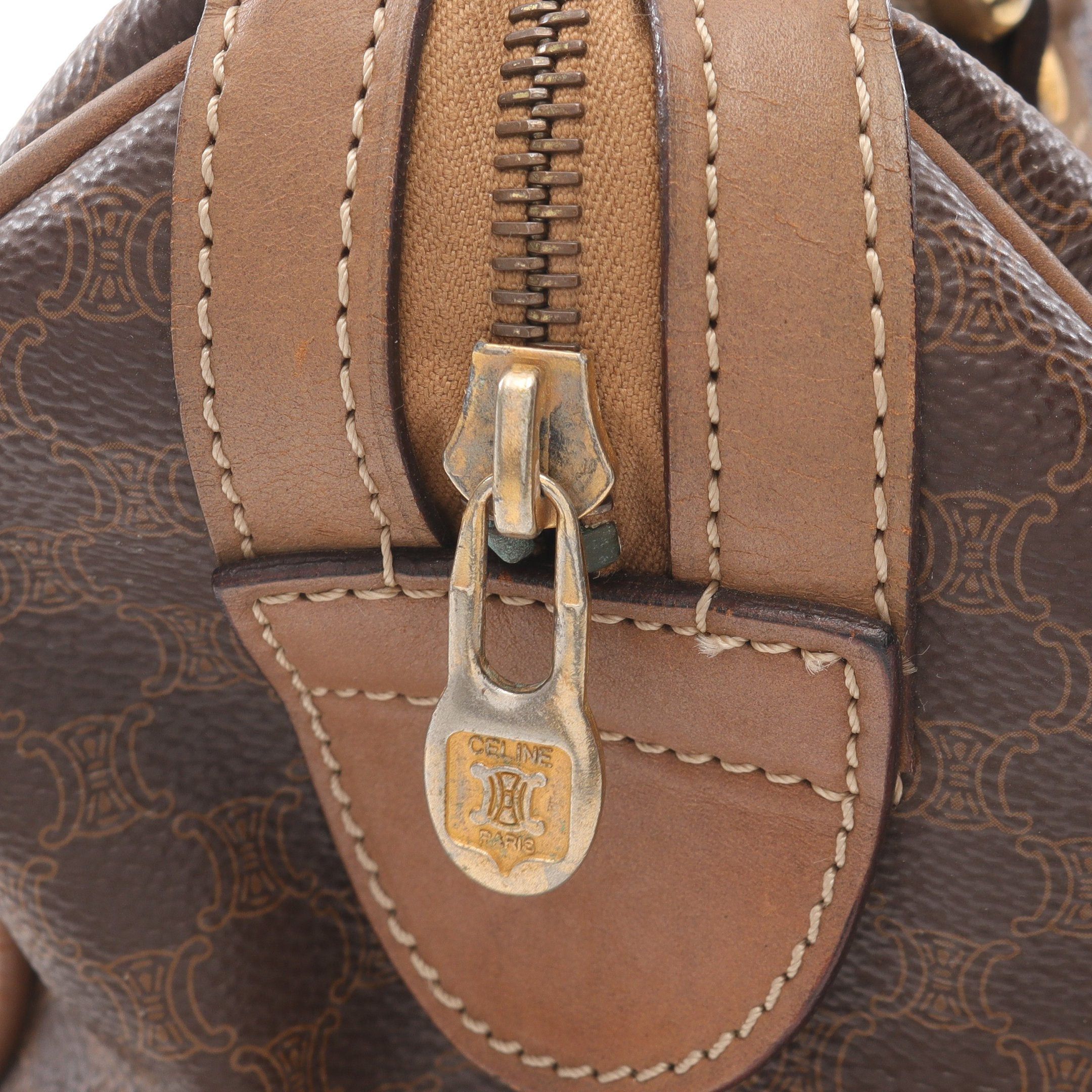 Celine Celine Macadam Handbag Mini Boston Bag Leather Brown Gray Size ONE SIZE - 8 Thumbnail