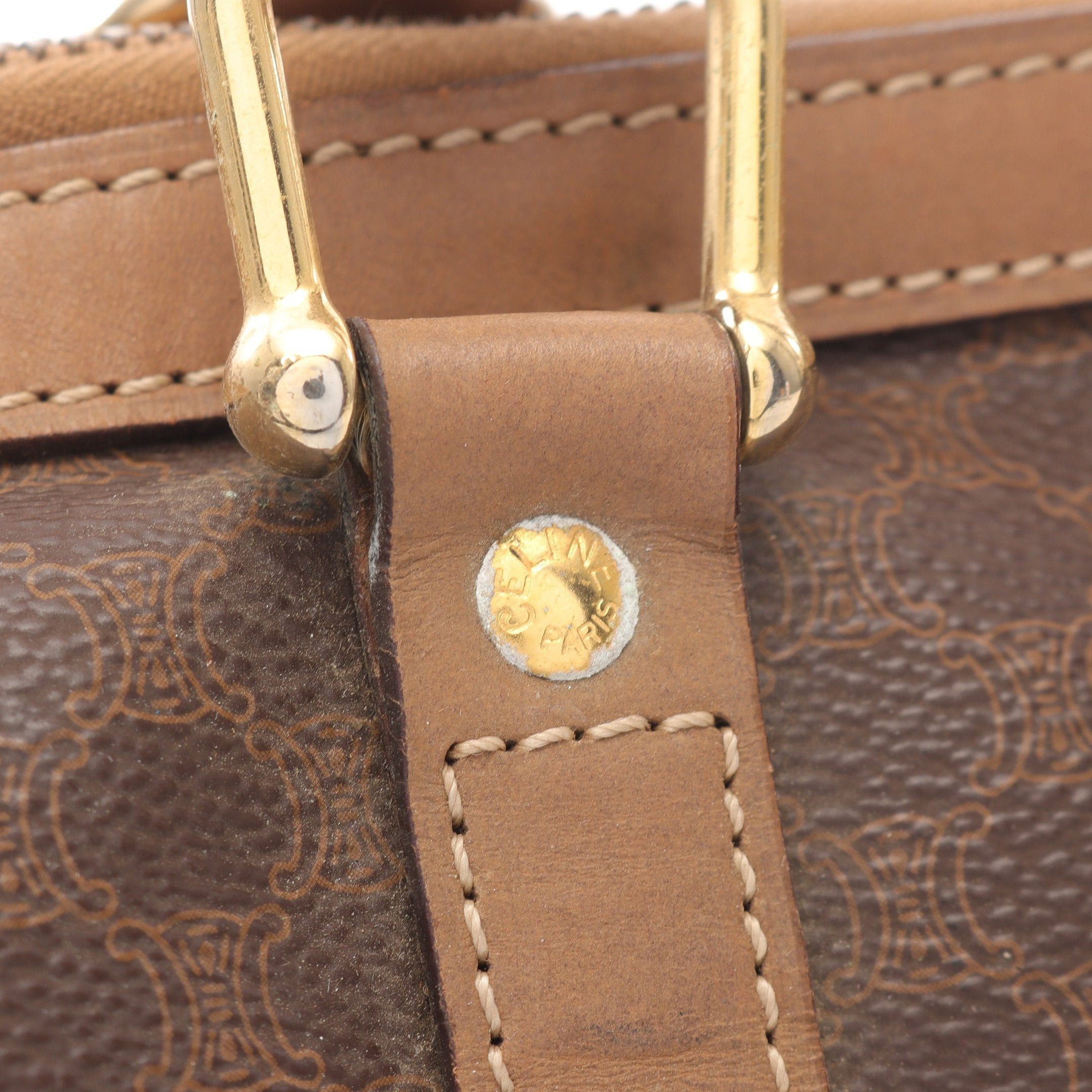 Celine Celine Macadam Handbag Mini Boston Bag Leather Brown Gray Size ONE SIZE - 7 Thumbnail