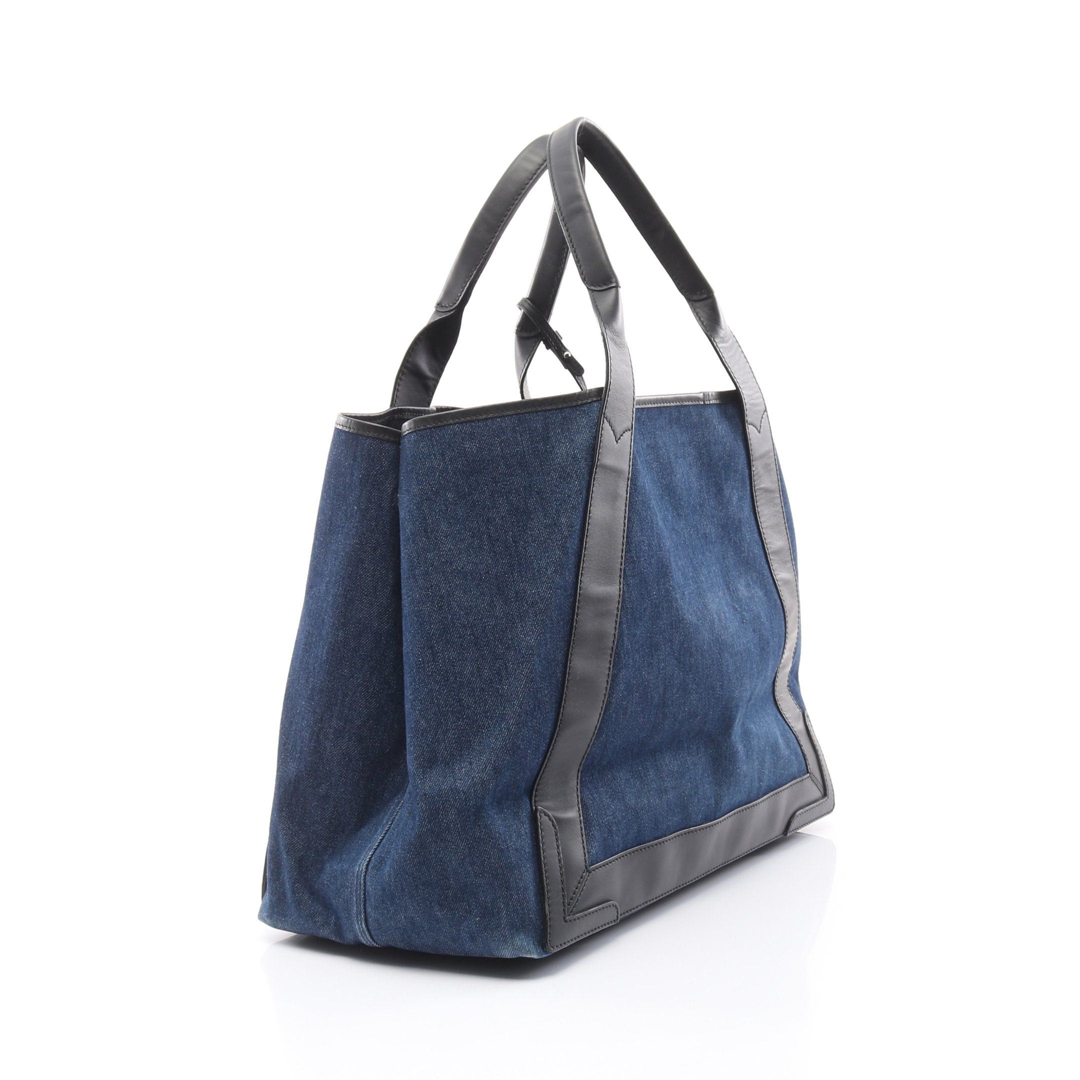 Balenciaga Balenciaga Navy Cabas Hippopotamus M Handbag Tote Bag Denim Leather Indigo Blue Black Size ONE SIZE - 2 Thumbnail