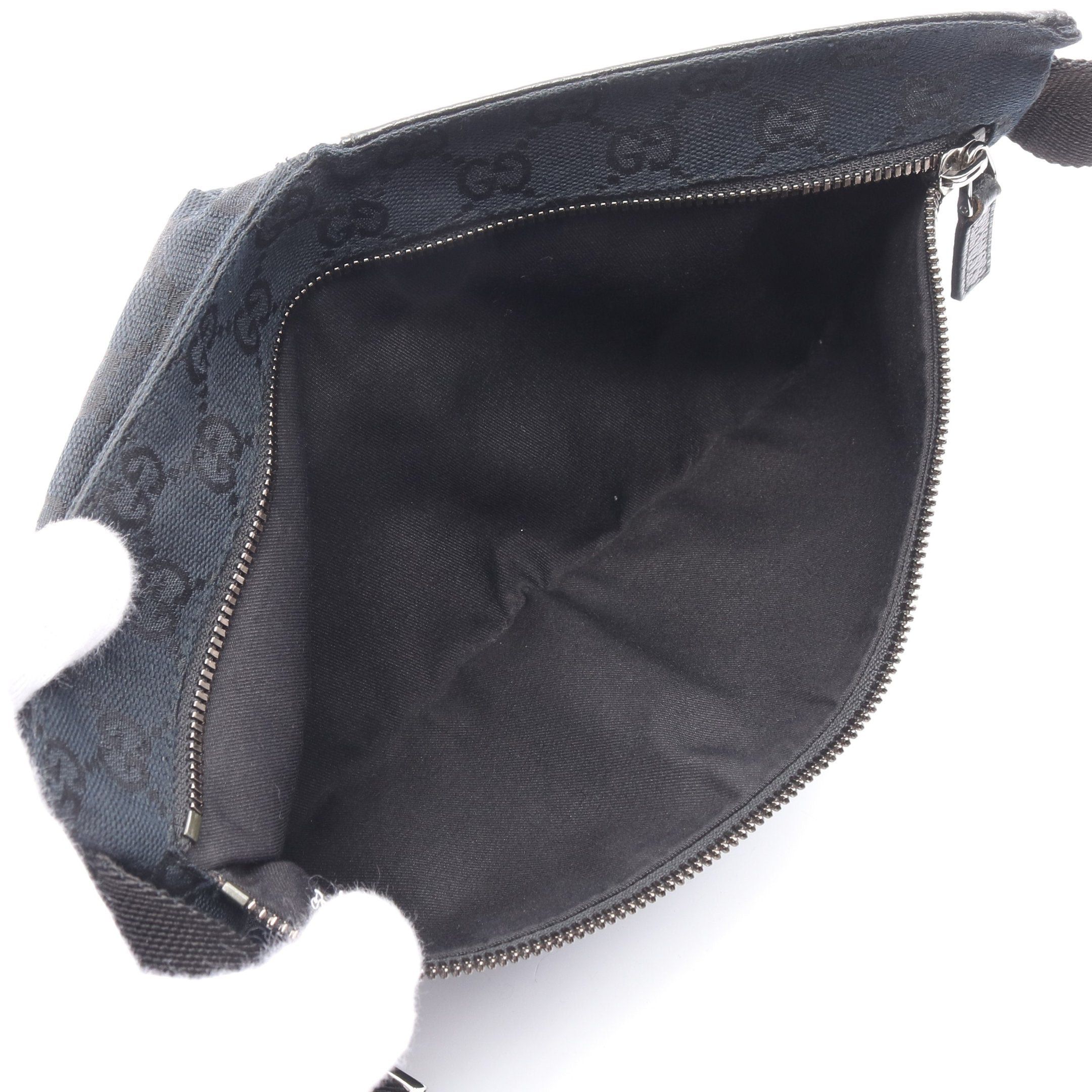Gucci Gucci Gg Canvas Body Bag Waist Leather Black Size ONE SIZE - 4 Thumbnail